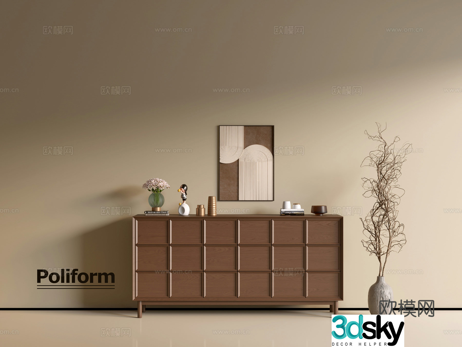 Modern wood grain cabinet ins wind minimalist wind cabinet whole cabinet sideboard balcony cabinet storage 3D model