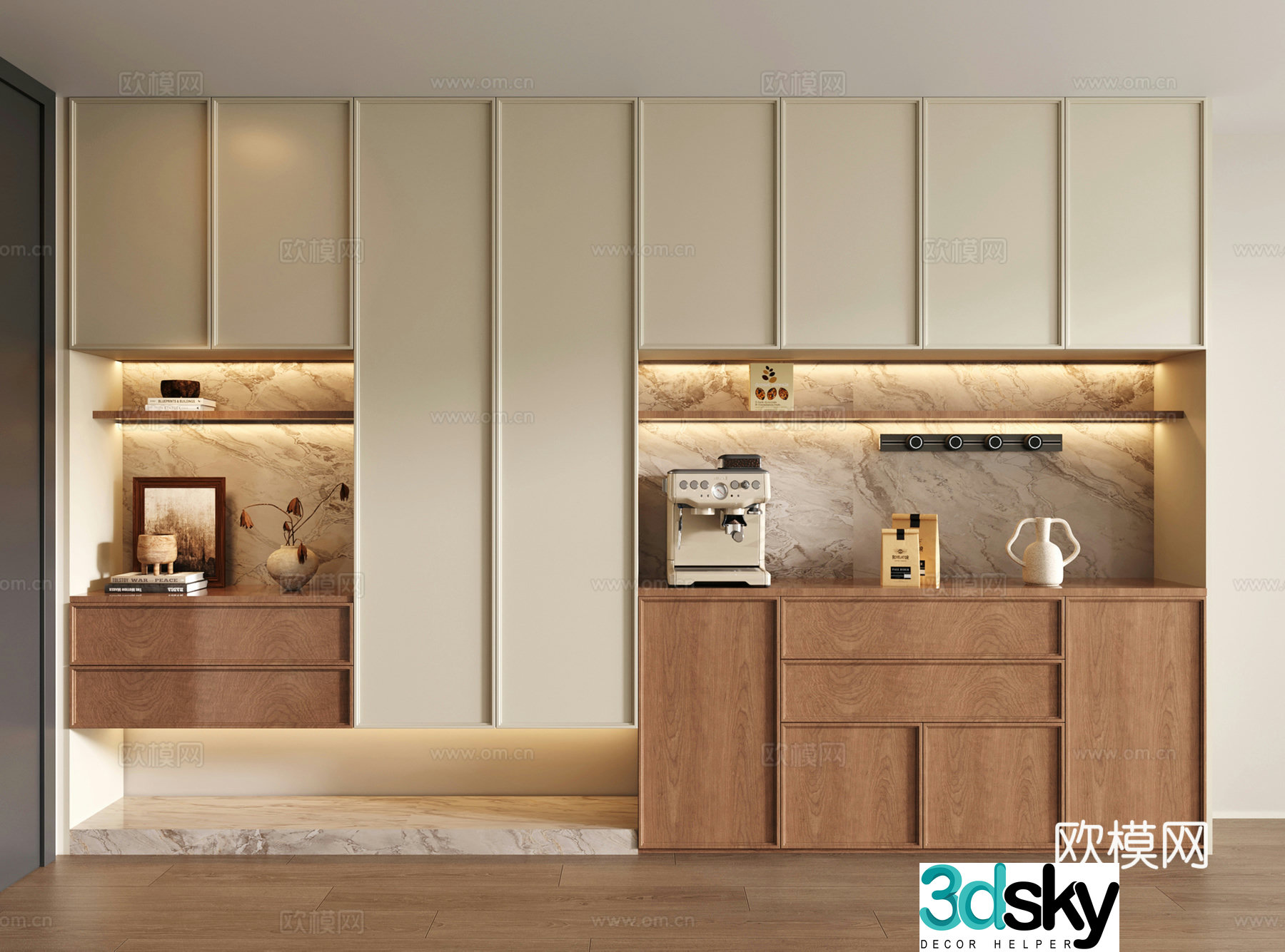 French medieval style dining side cabinet entrance shoe cabinet wine cabinet decorative cabinet 3D model