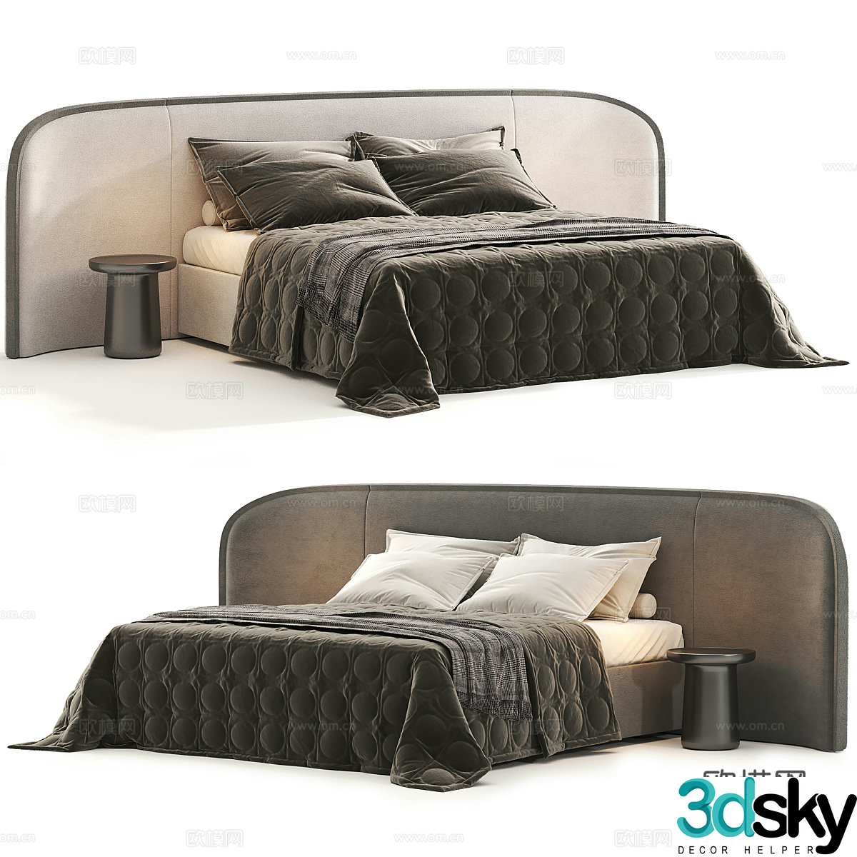 Modern Italian fabric double bed 3D model