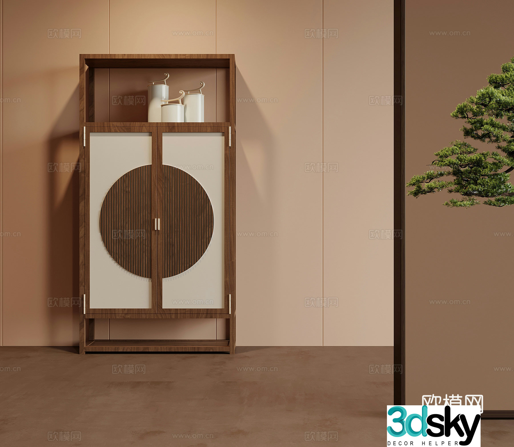 Bookcase New Chinese style bookcase Side cabinet Decorative cabinet 3D model