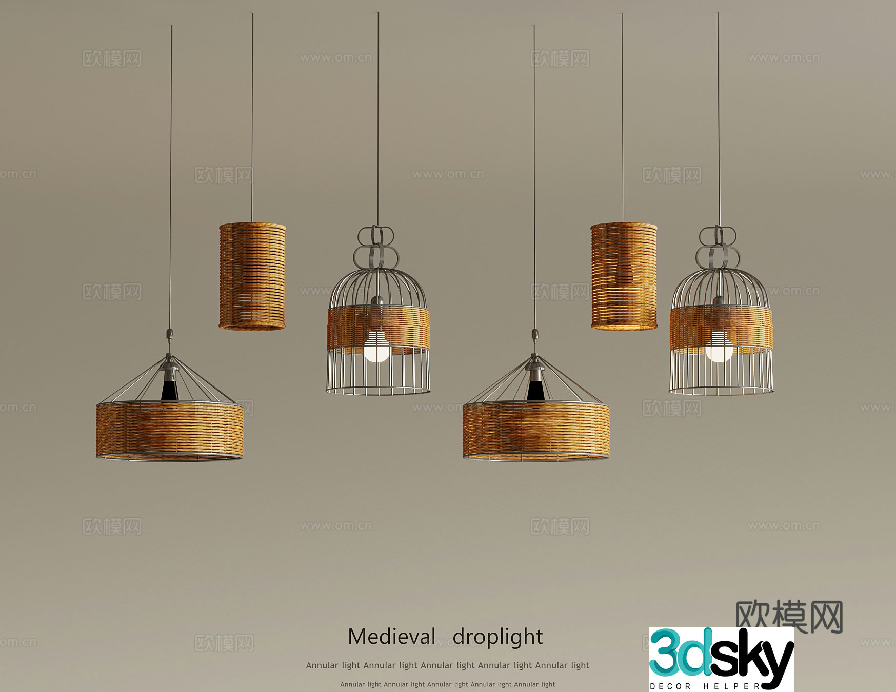 New Chinese chandelier Bamboo chandelier 3D model