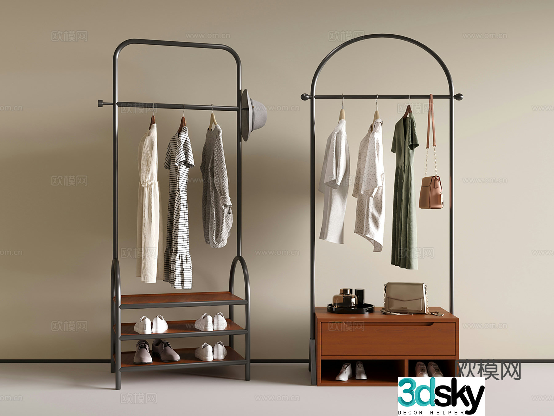 Modern medieval clothes hanger floor-standing clothes hanger clothes hanger clothes hanger clothes 3d model