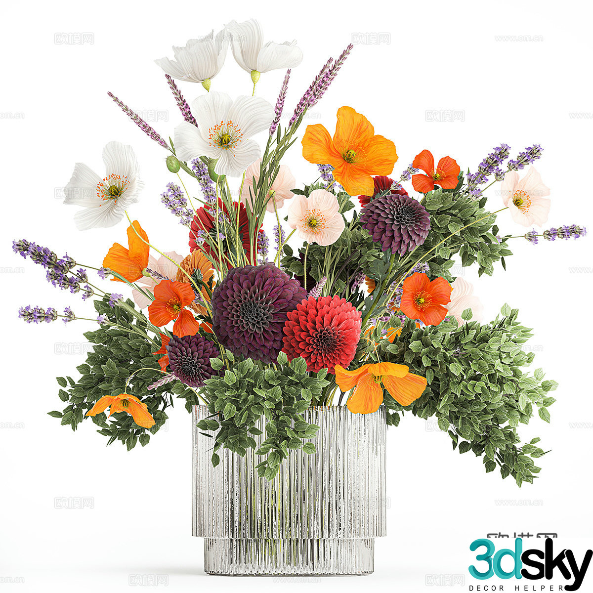 Modern vase flower art 3d model