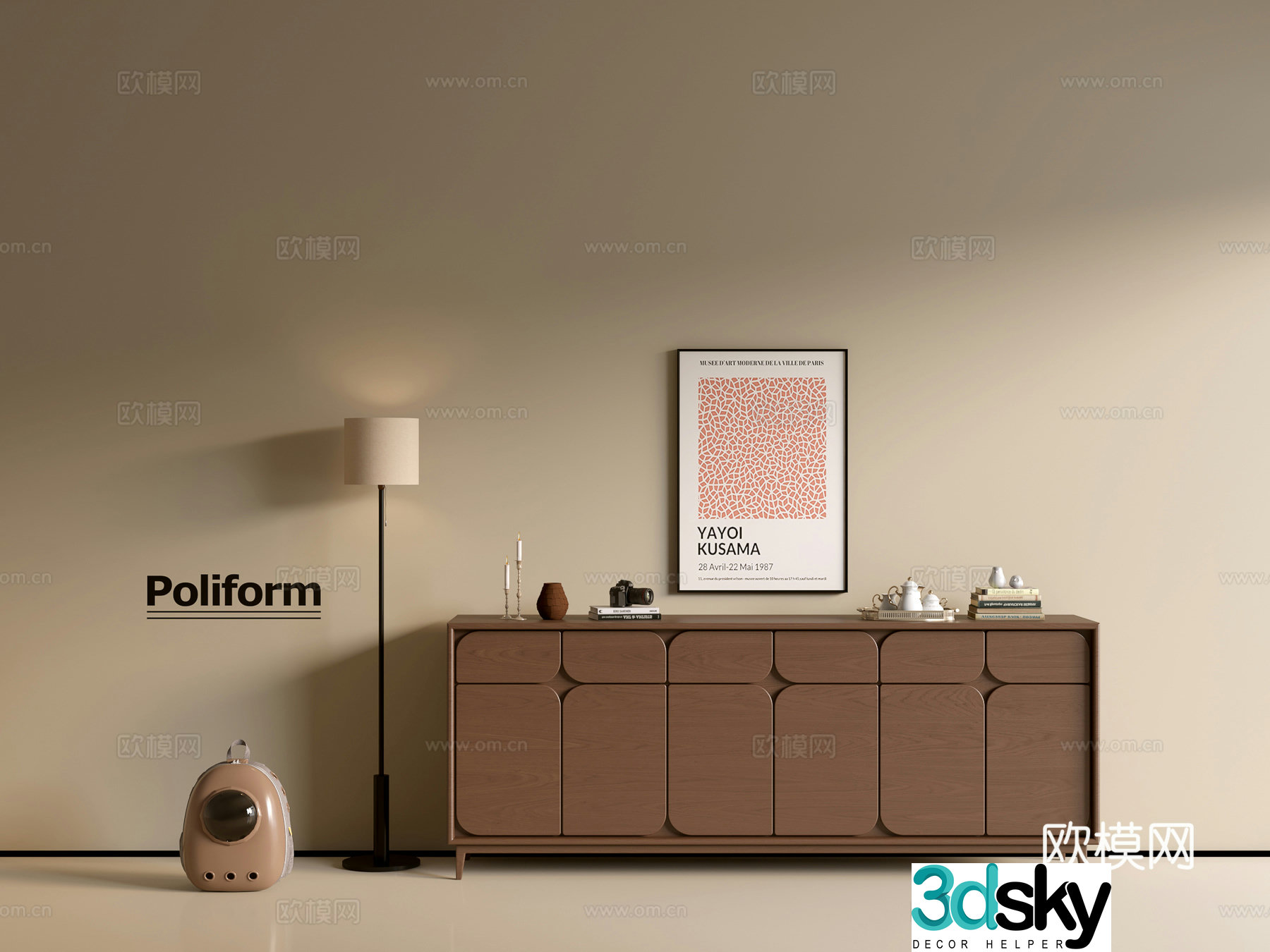 Modern wood grain cabinet ins wind minimalist wind cabinet whole cabinet sideboard balcony cabinet storage 3D model