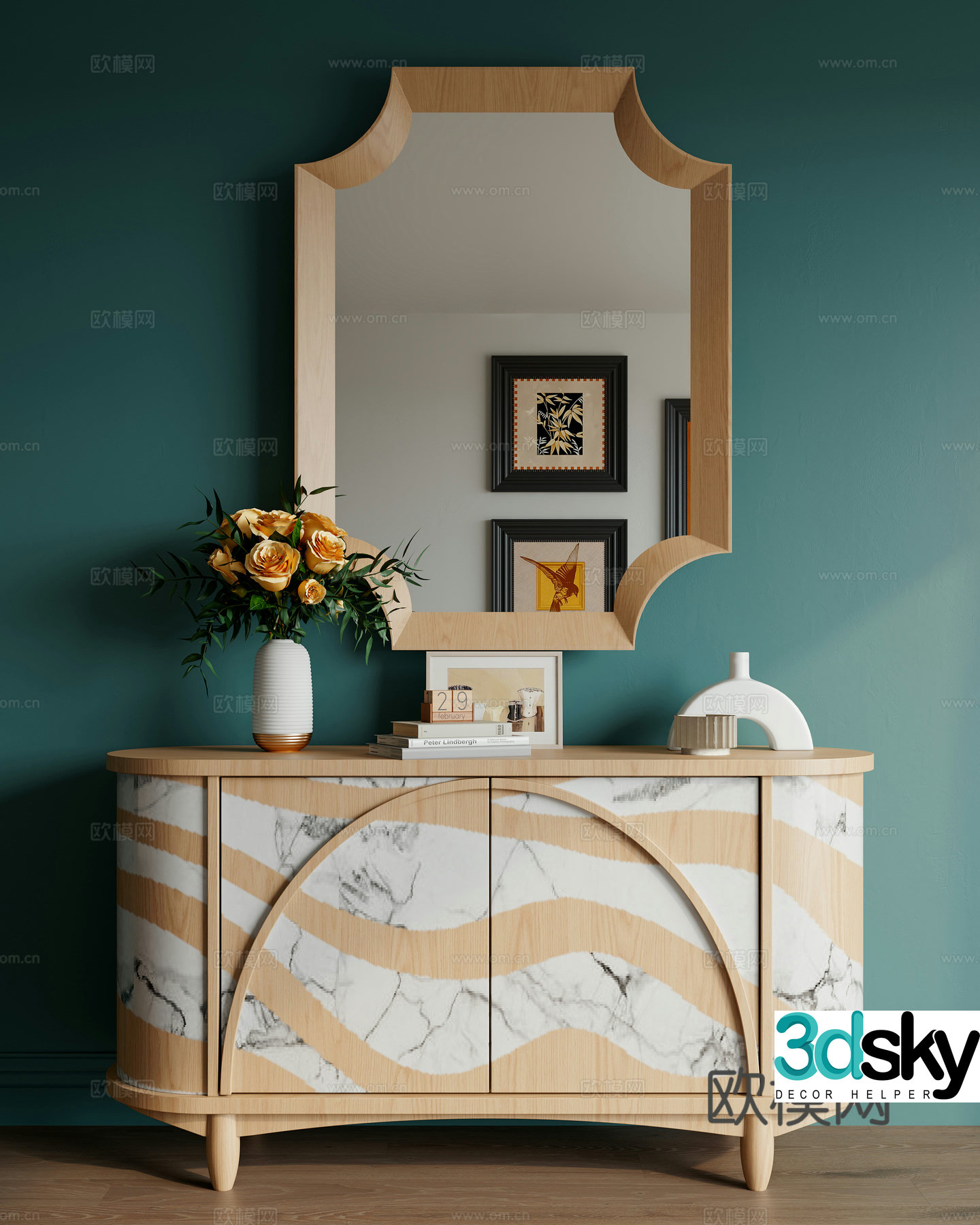 Modern side cabinet end view cabinet 3D model