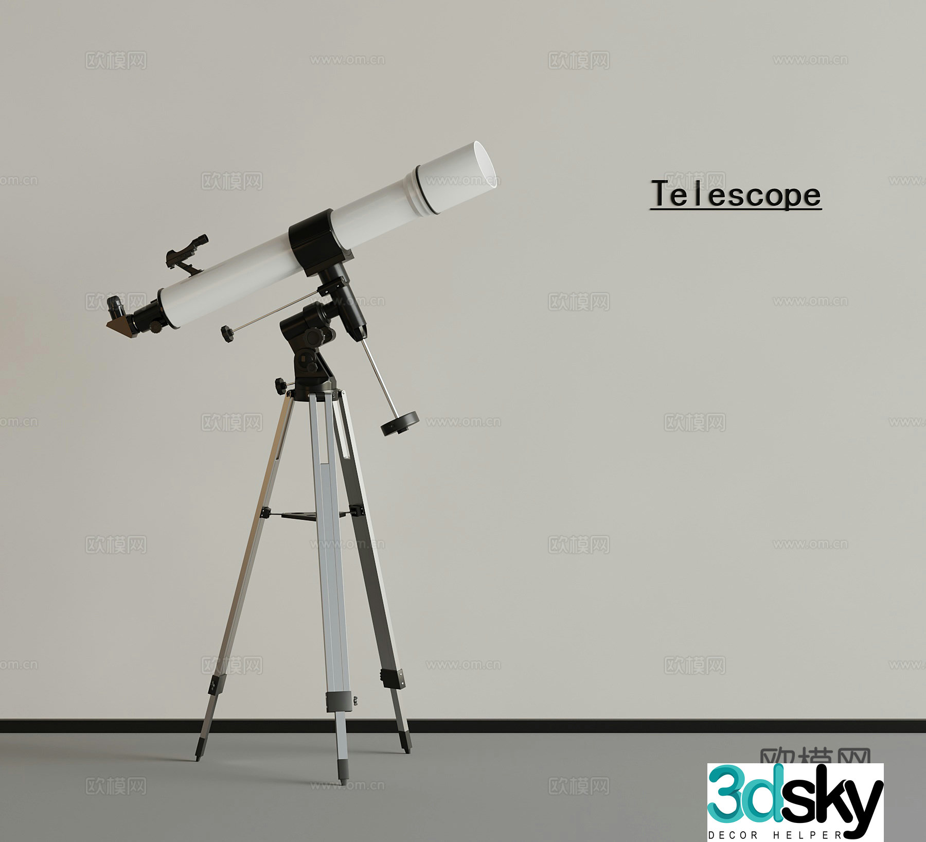 Modern public equipment astronomical telescope 3D model