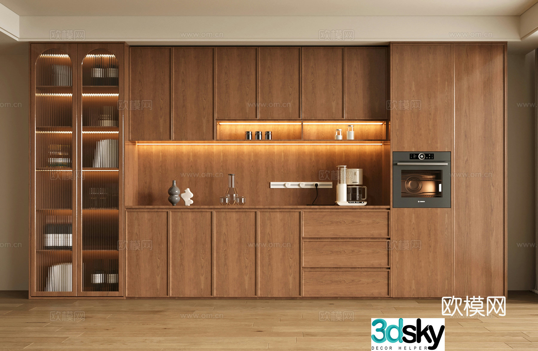 Middle-aged wine cabinet sideboard decoration ornament 3D model