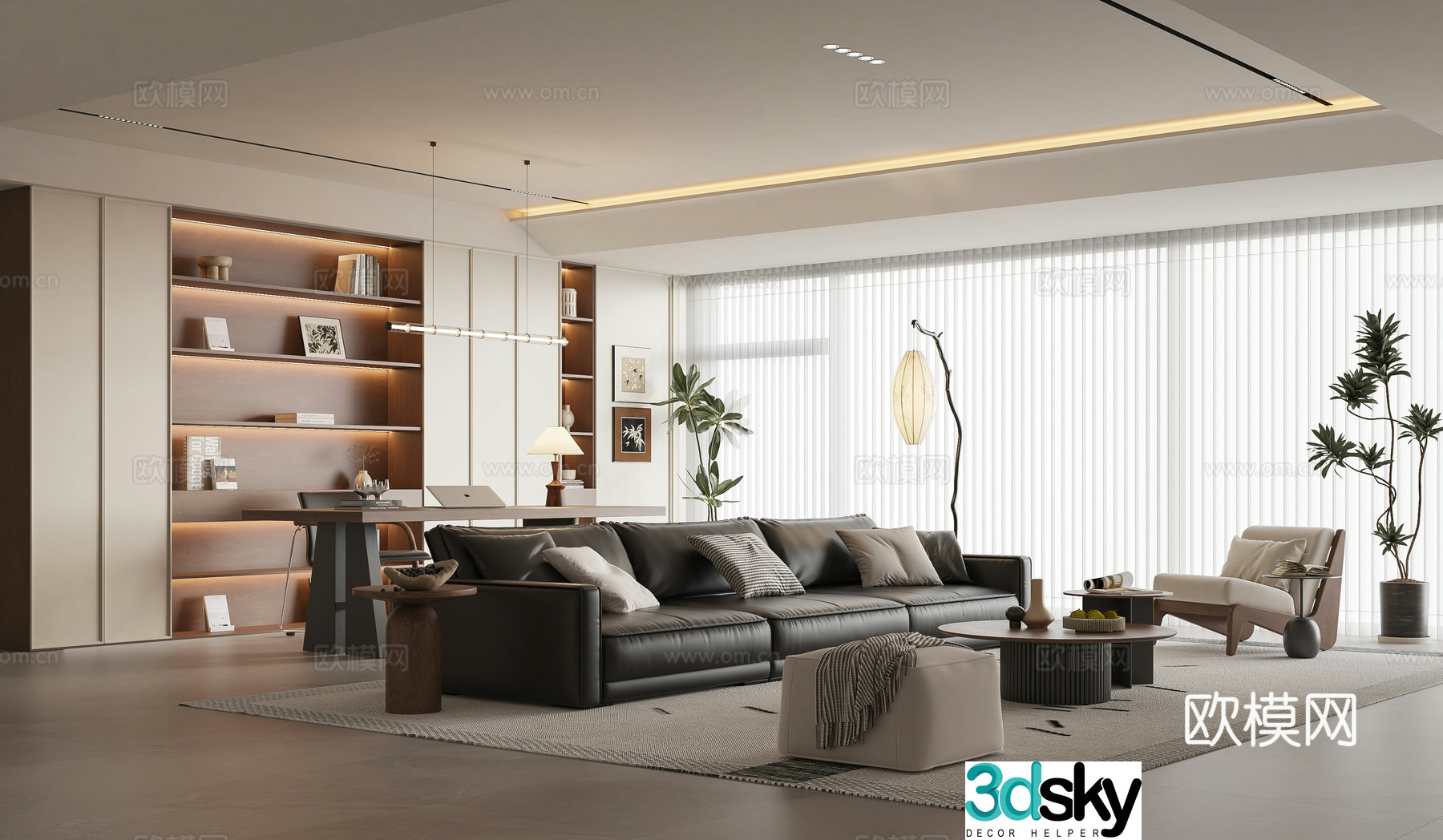 Middle-aged living room 3d model
