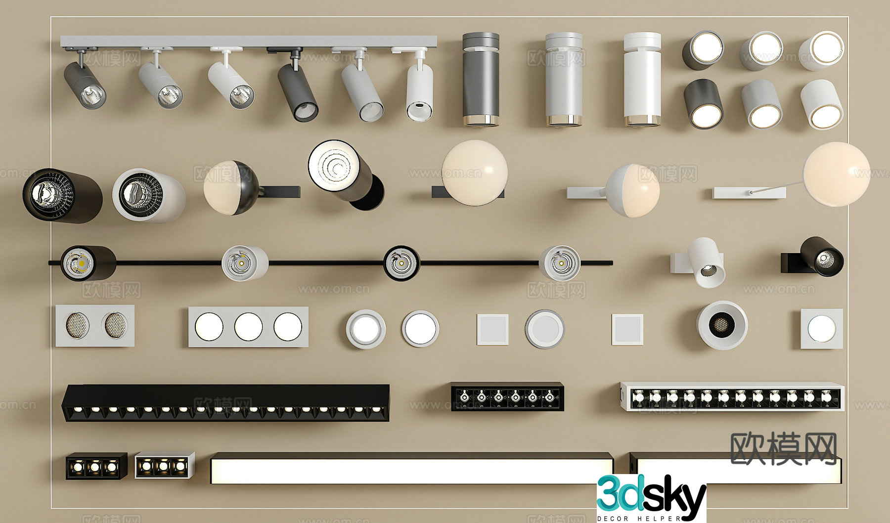 Track spotlight downlight linear lamp embedded downlight magnetic spotlight 3D model