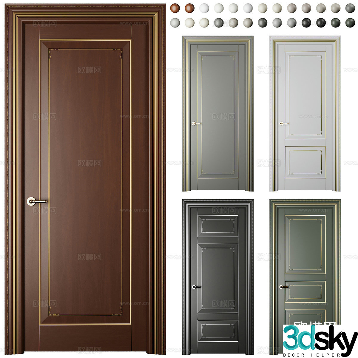 New Chinese style light luxury interior suit door 3D model