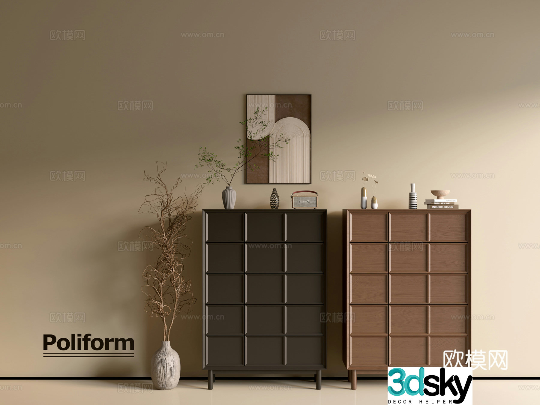Modern wood grain cabinet ins wind minimalist wind cabinet whole cabinet sideboard balcony cabinet storage 3D model