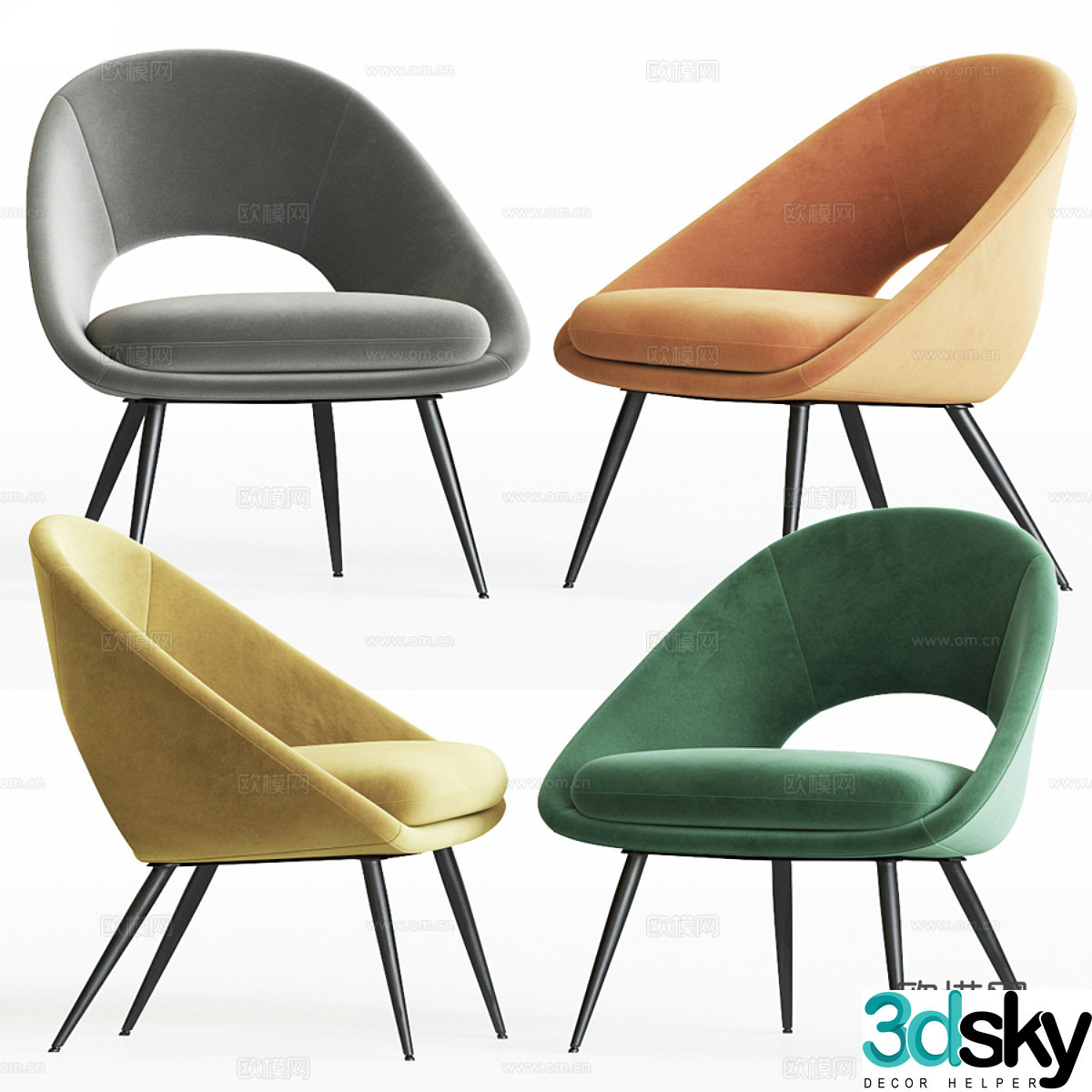 Modern Italian fabric armchair 3d model