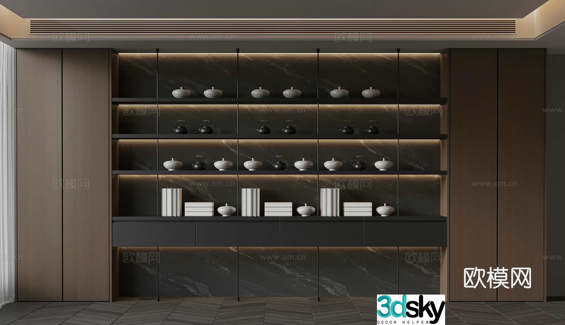 Italian tea cabinet tea cabinet tea set 3D model