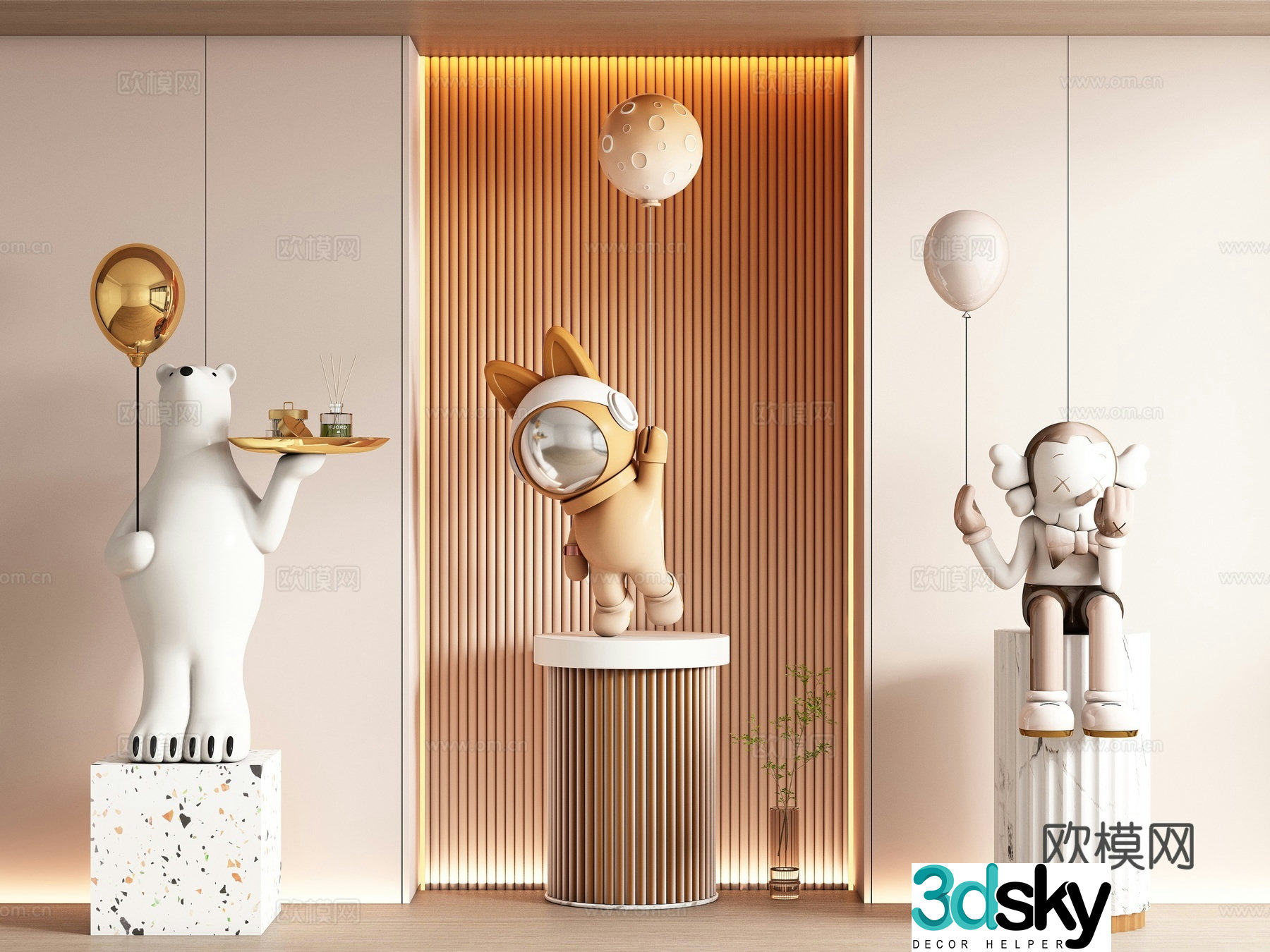 Modern Sculpture Jewelry Doll Sculpture Doll Ornaments 3D Model
