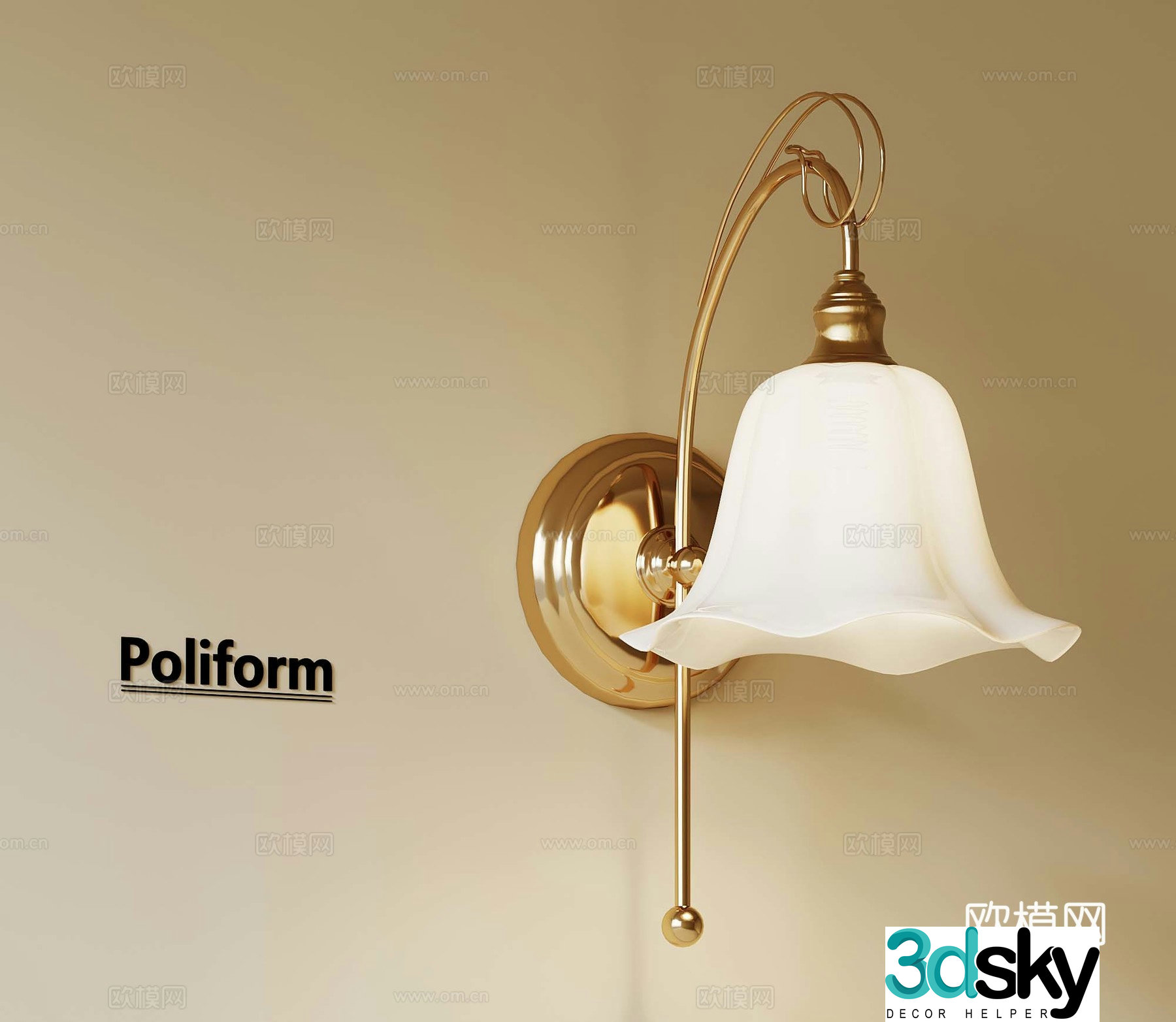 French retro wall light 3d model