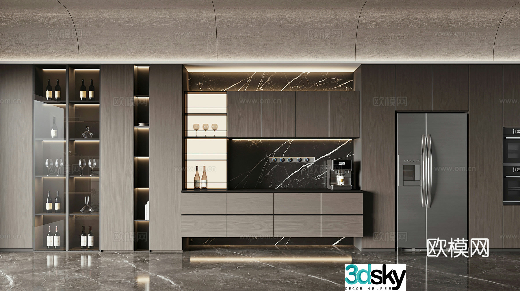 Modern wine cabinet sideboard 3D model