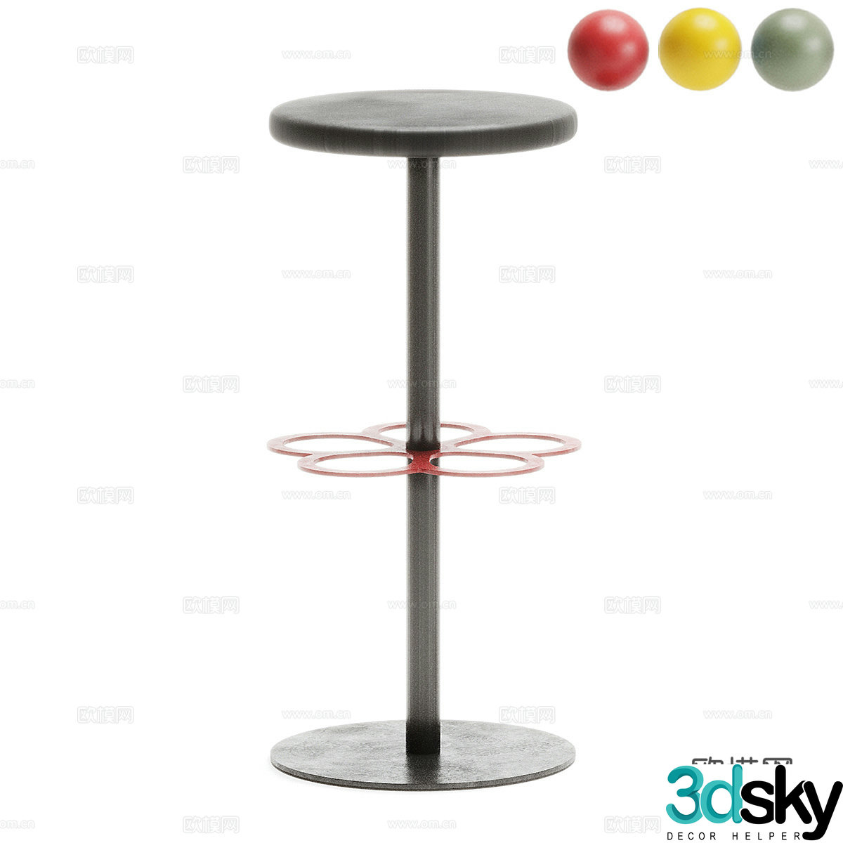 Modern simple bar chair chair chair simple bar stool round bar stool 3D model