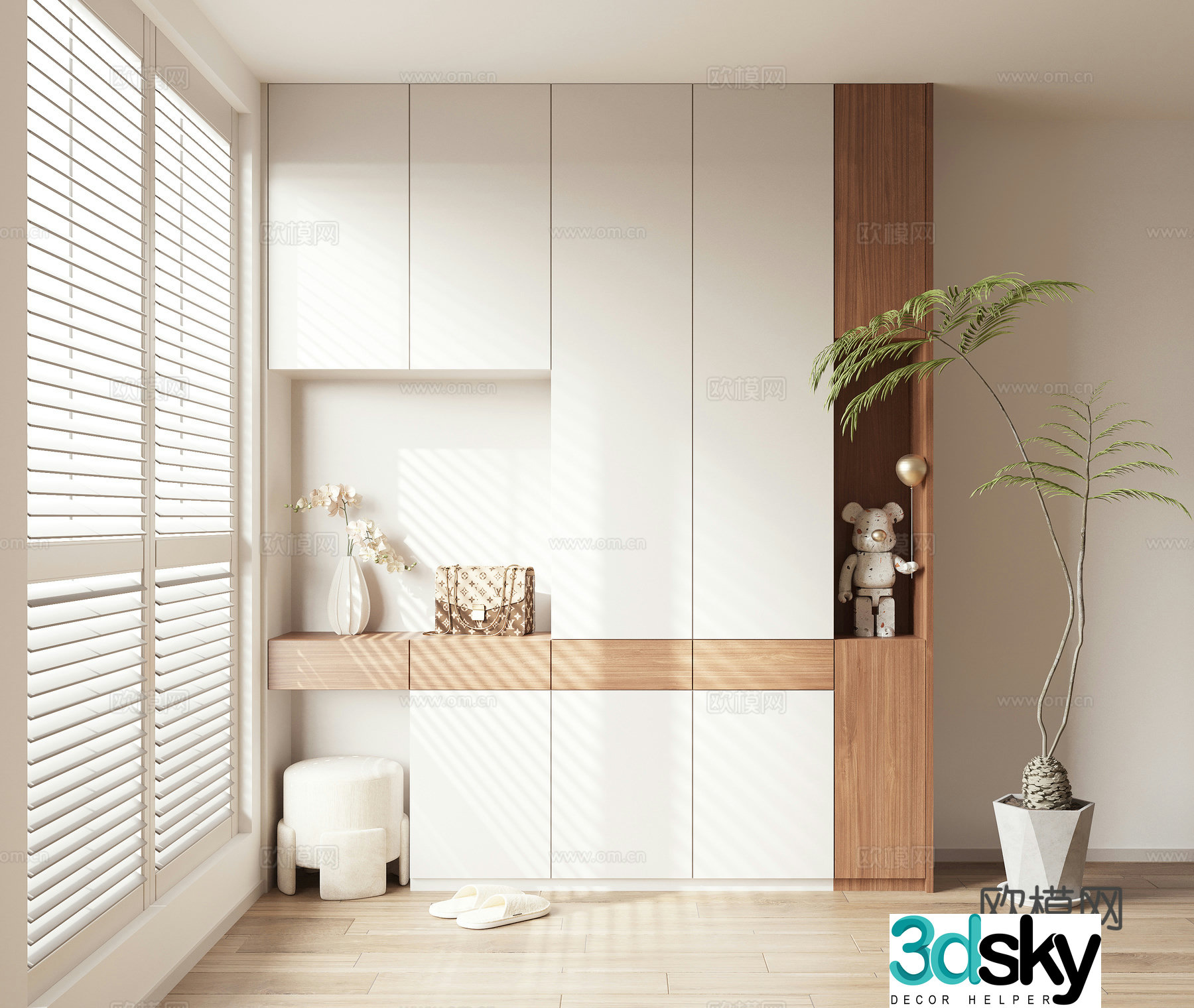 Combination shoe cabinet entrance 3D model