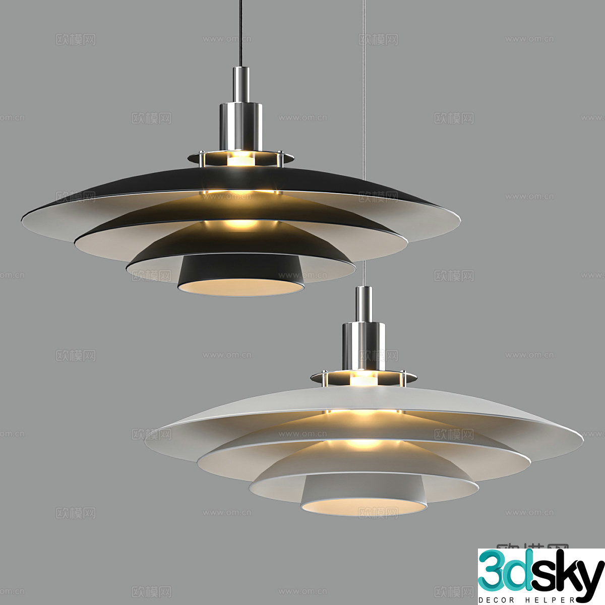 Modern light luxury disc decorative chandelier 3d model
