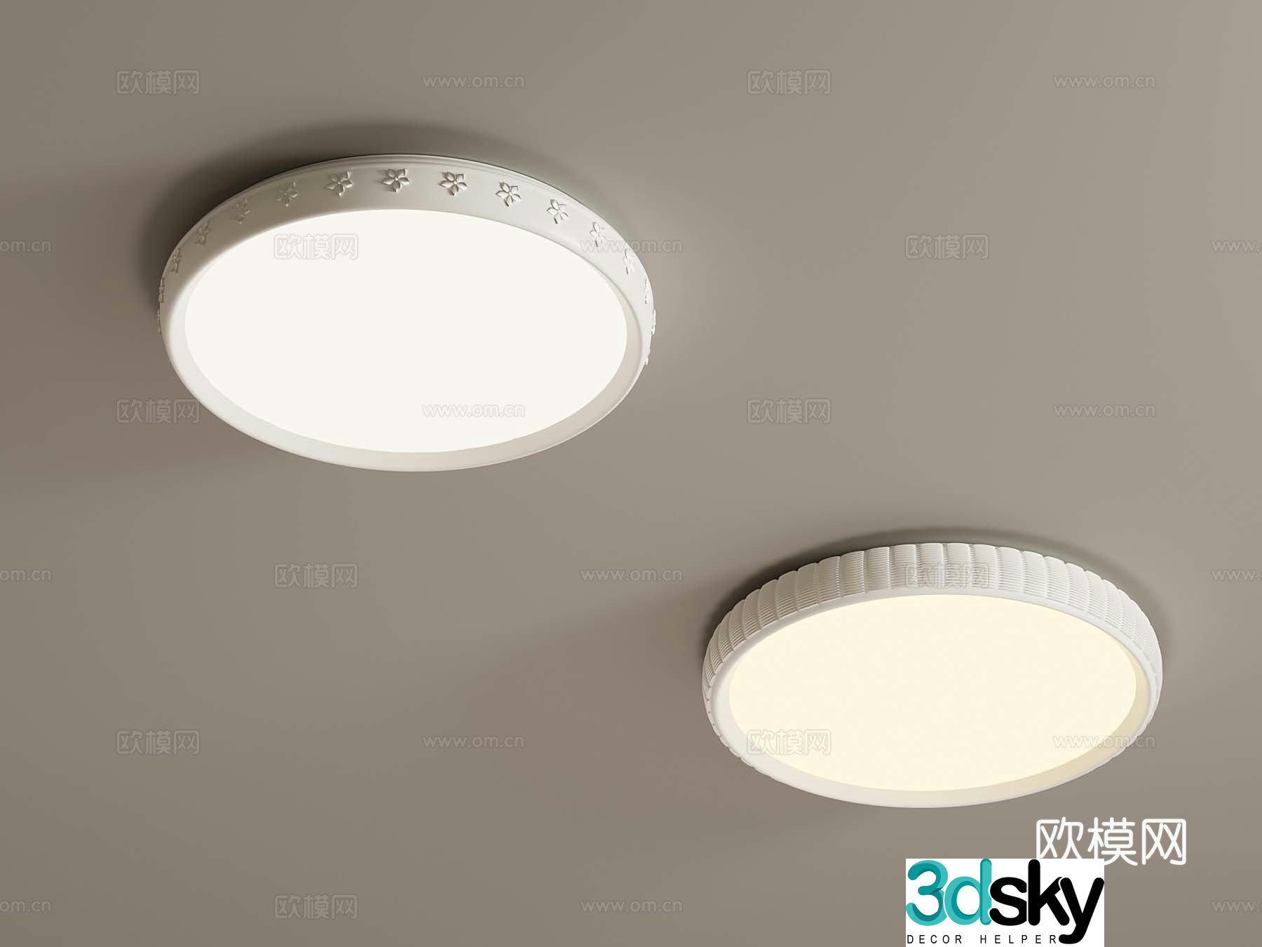 Modern Cream Ceiling Light 3D Model