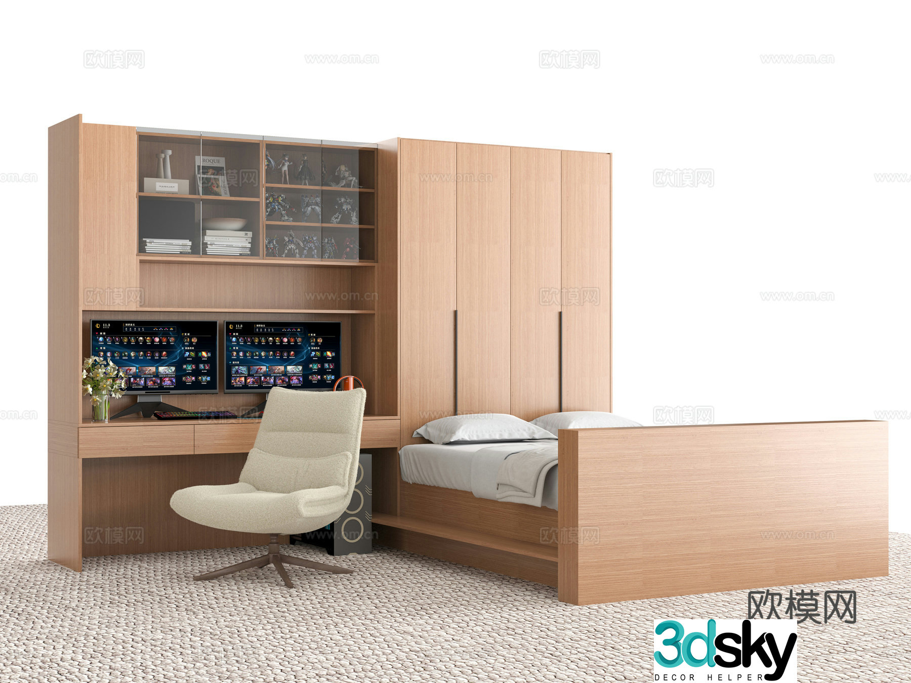 Solid wood wardrobe 3d model