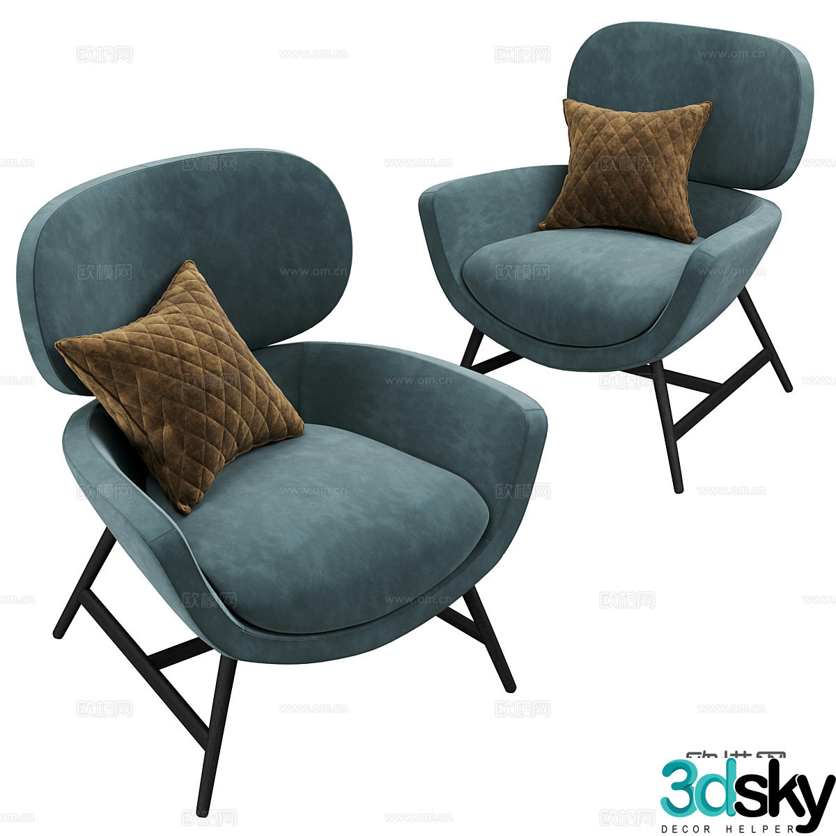 Modern Italian fabric armchair 3d model