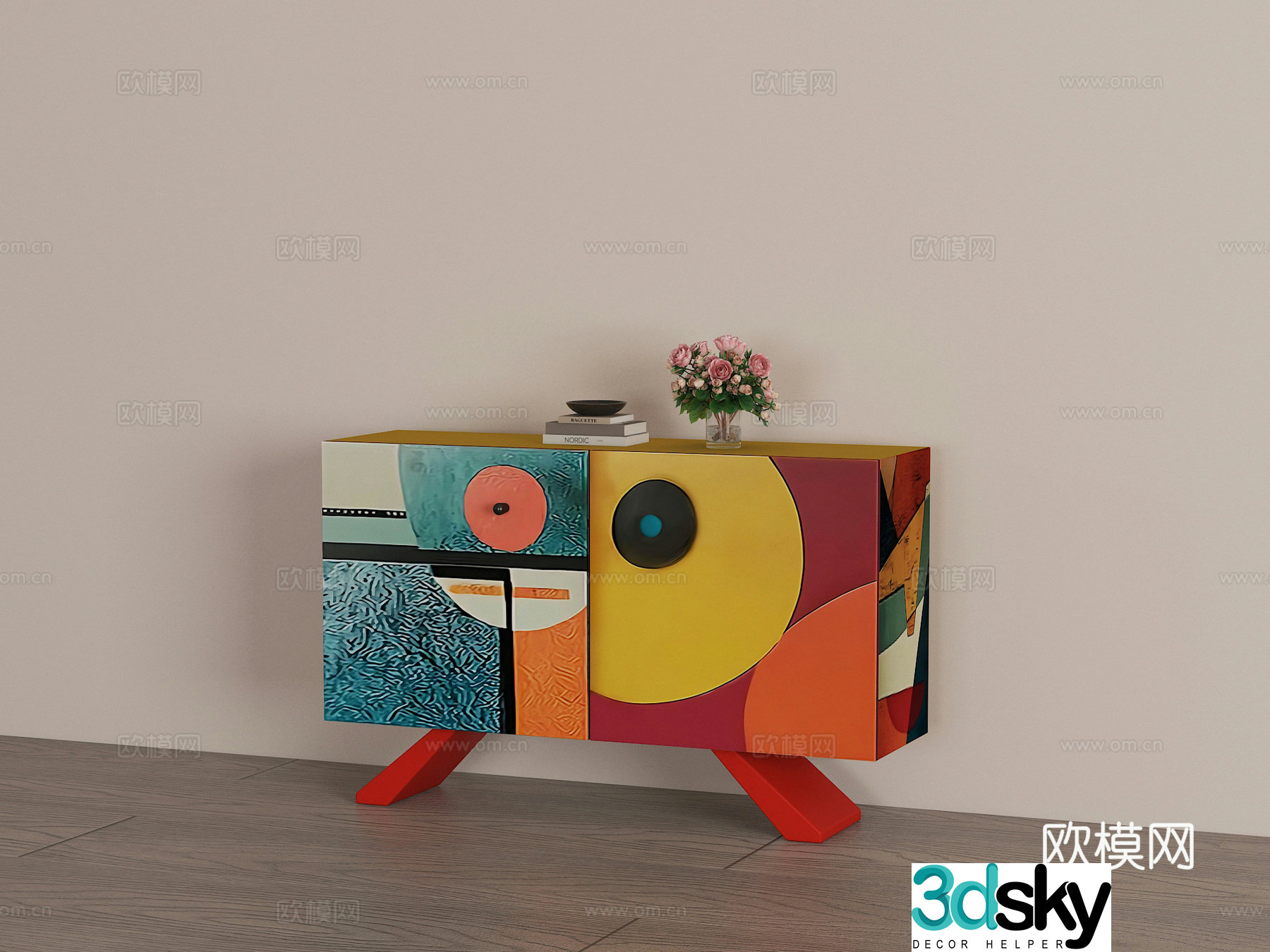 Modern simple end view cabinet 3D model