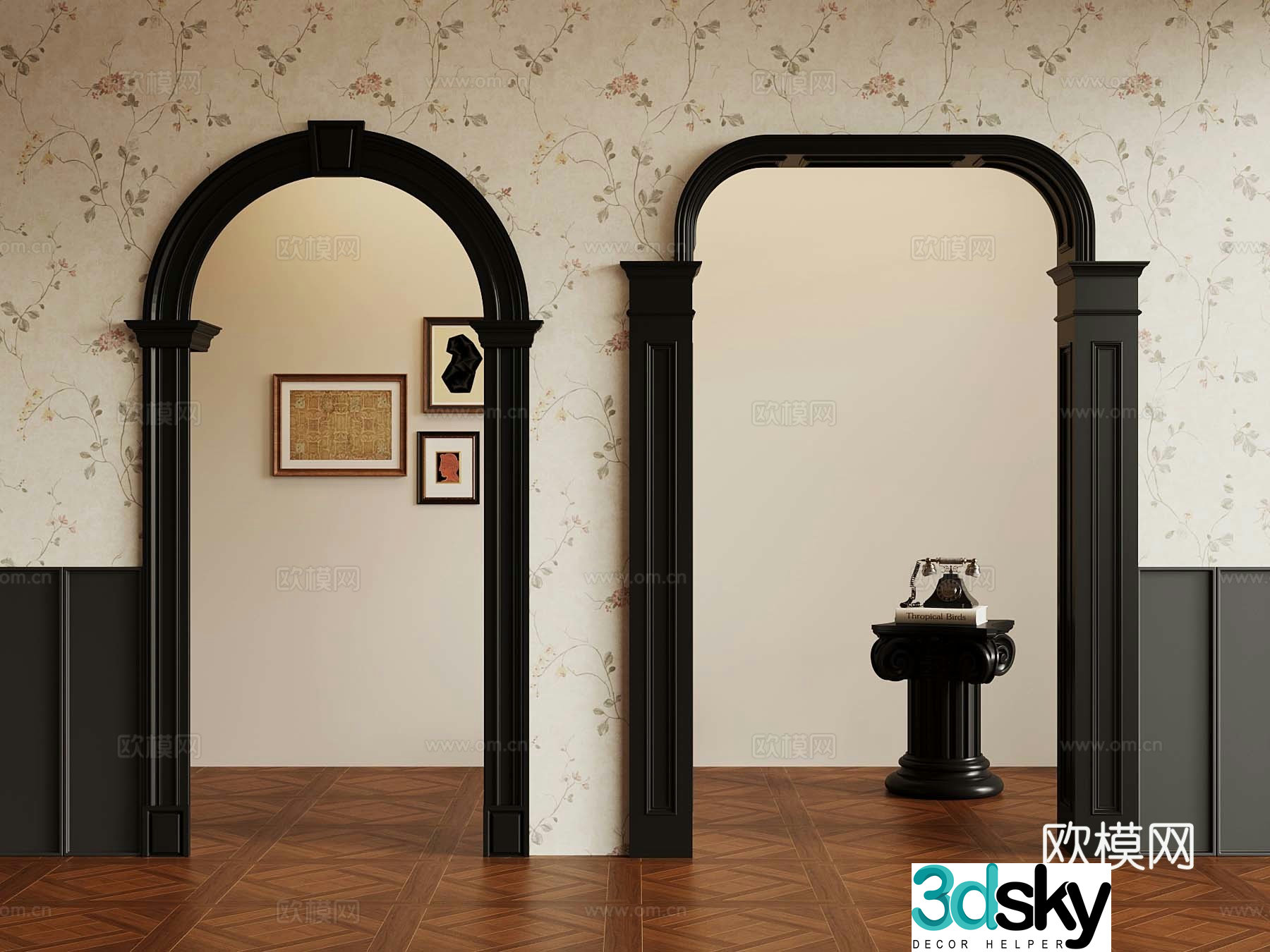 French door cover door hole 3D model
