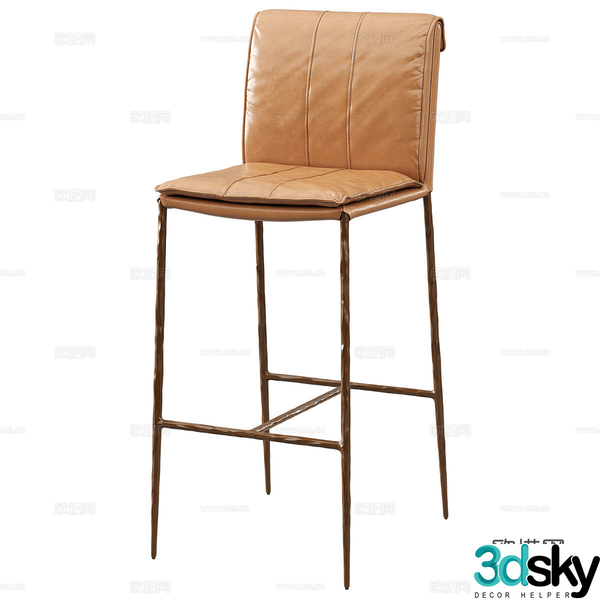Nordic simple bar chair chair chair simple chair bar stool casual bar stool leather bar stool 3D model