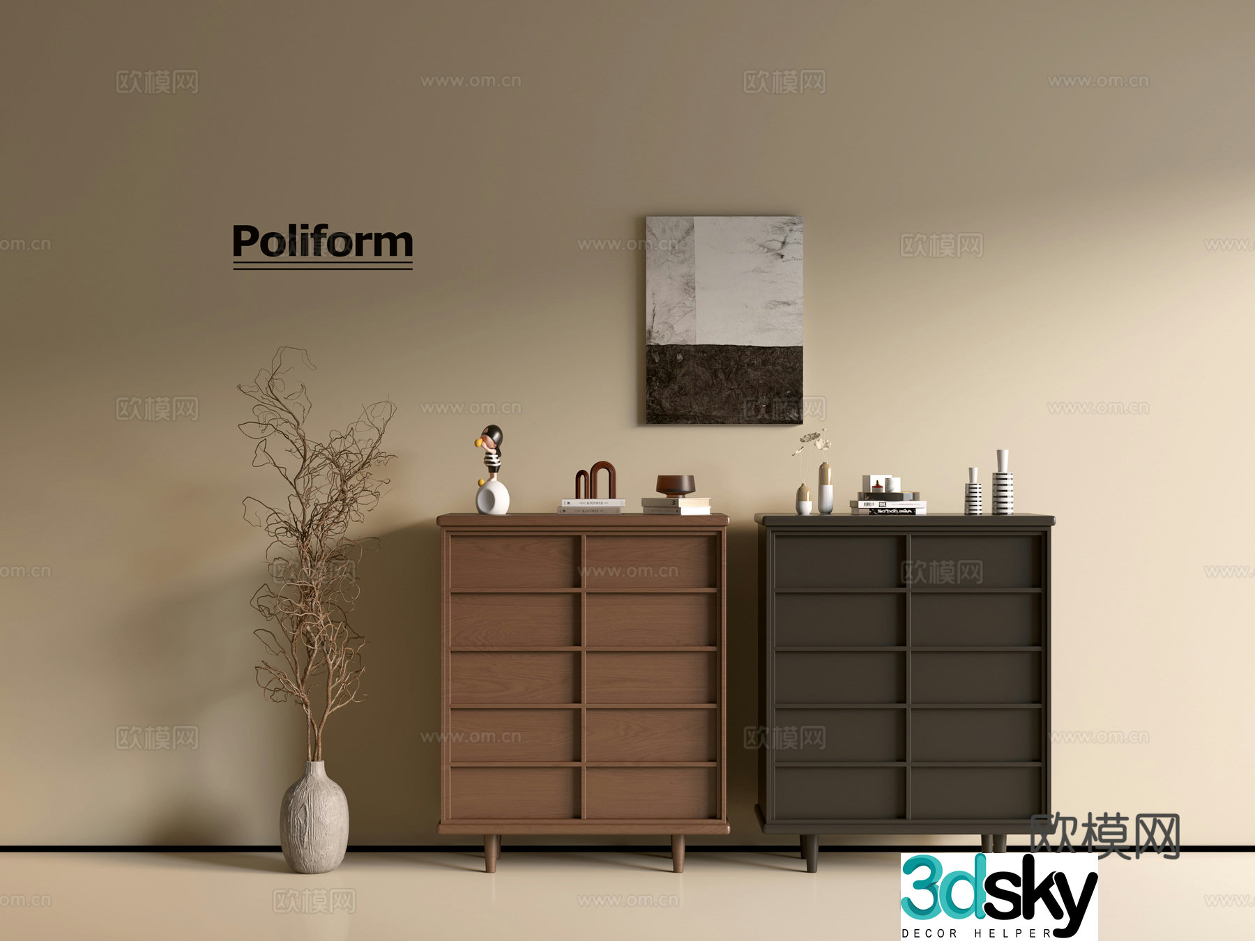 Modern wood grain cabinet ins wind minimalist wind cabinet whole cabinet sideboard balcony cabinet storage 3D model