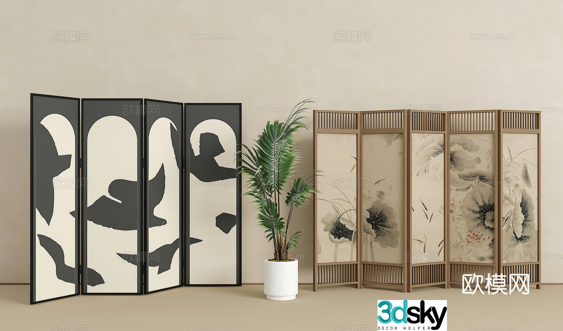 Screen partition Folding screen Folding partition 3D model