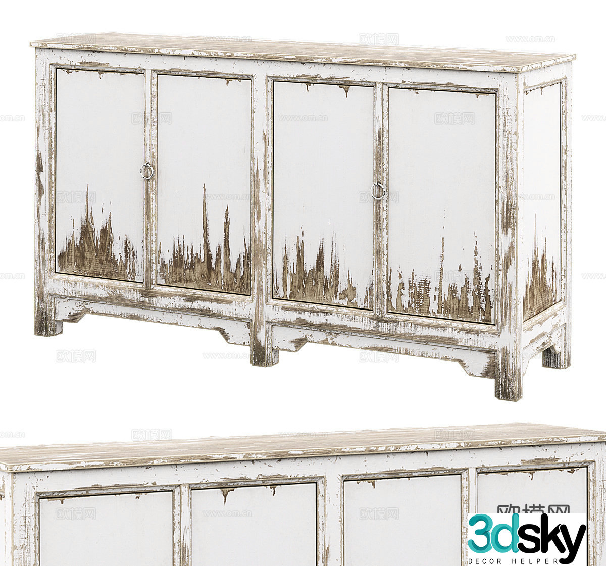 New Chinese style entrance cabinet medieval side cabinet old wooden side cabinet old wooden TV cabinet 3D model