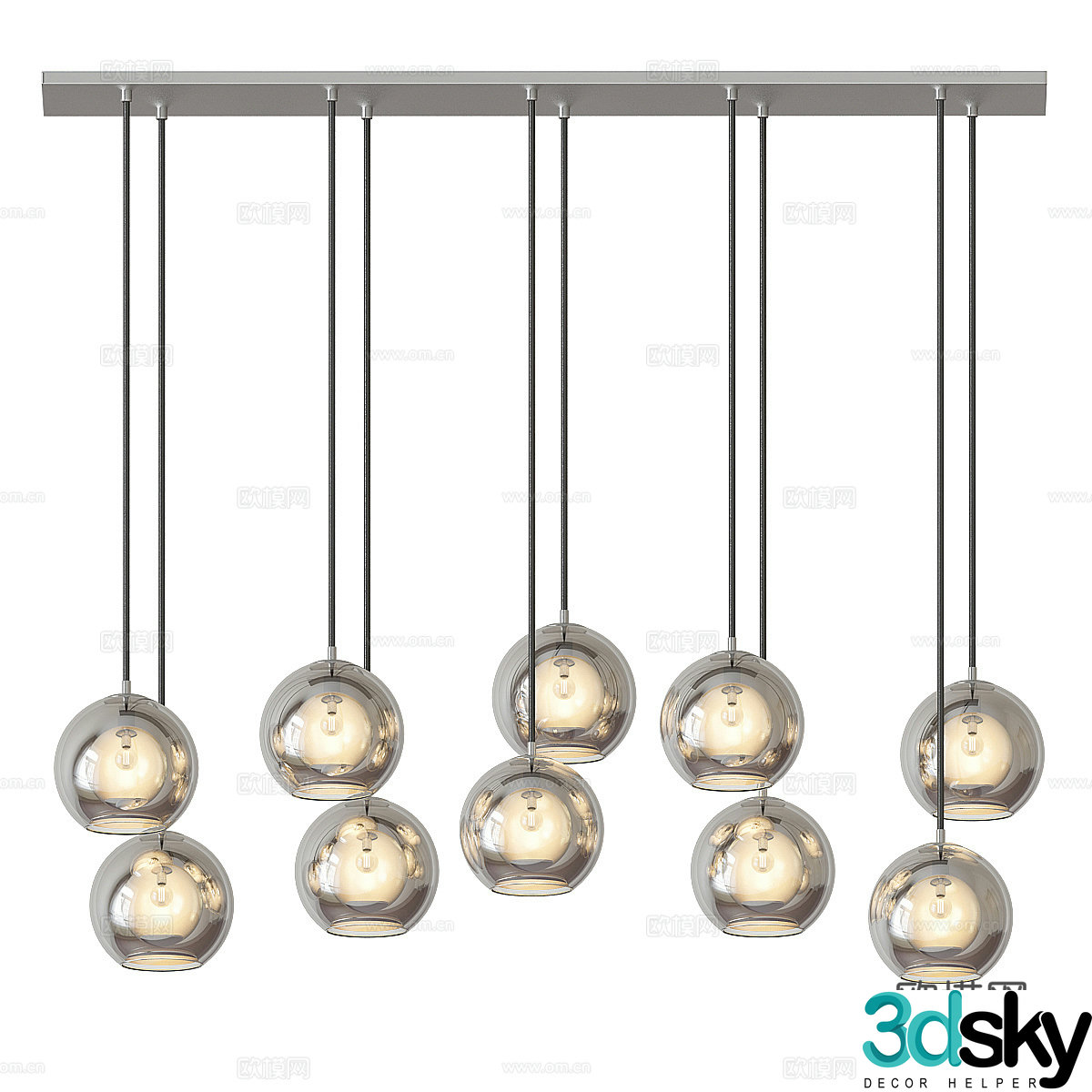 Modern Italian minimalist glass decorative chandelier 3d model