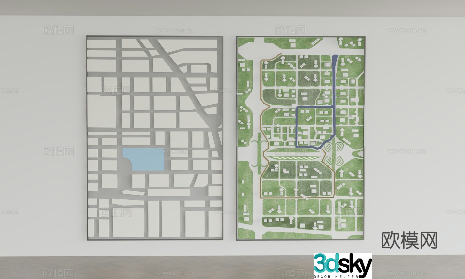 Sales office wall three-dimensional map 3D model