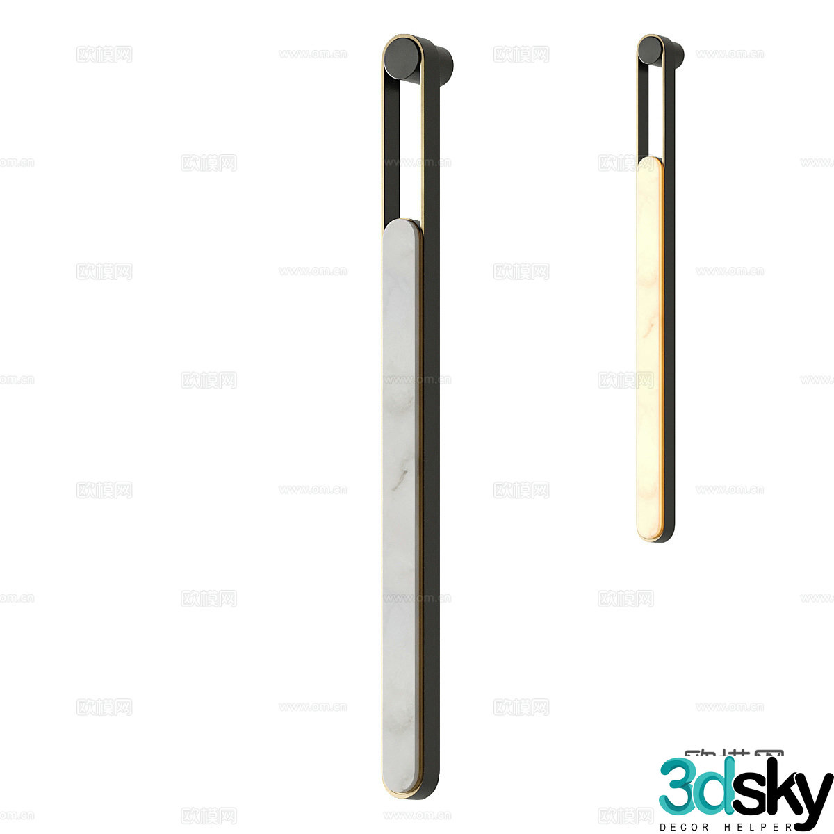 Modern light luxury minimalist metal long strip wall light 3D model