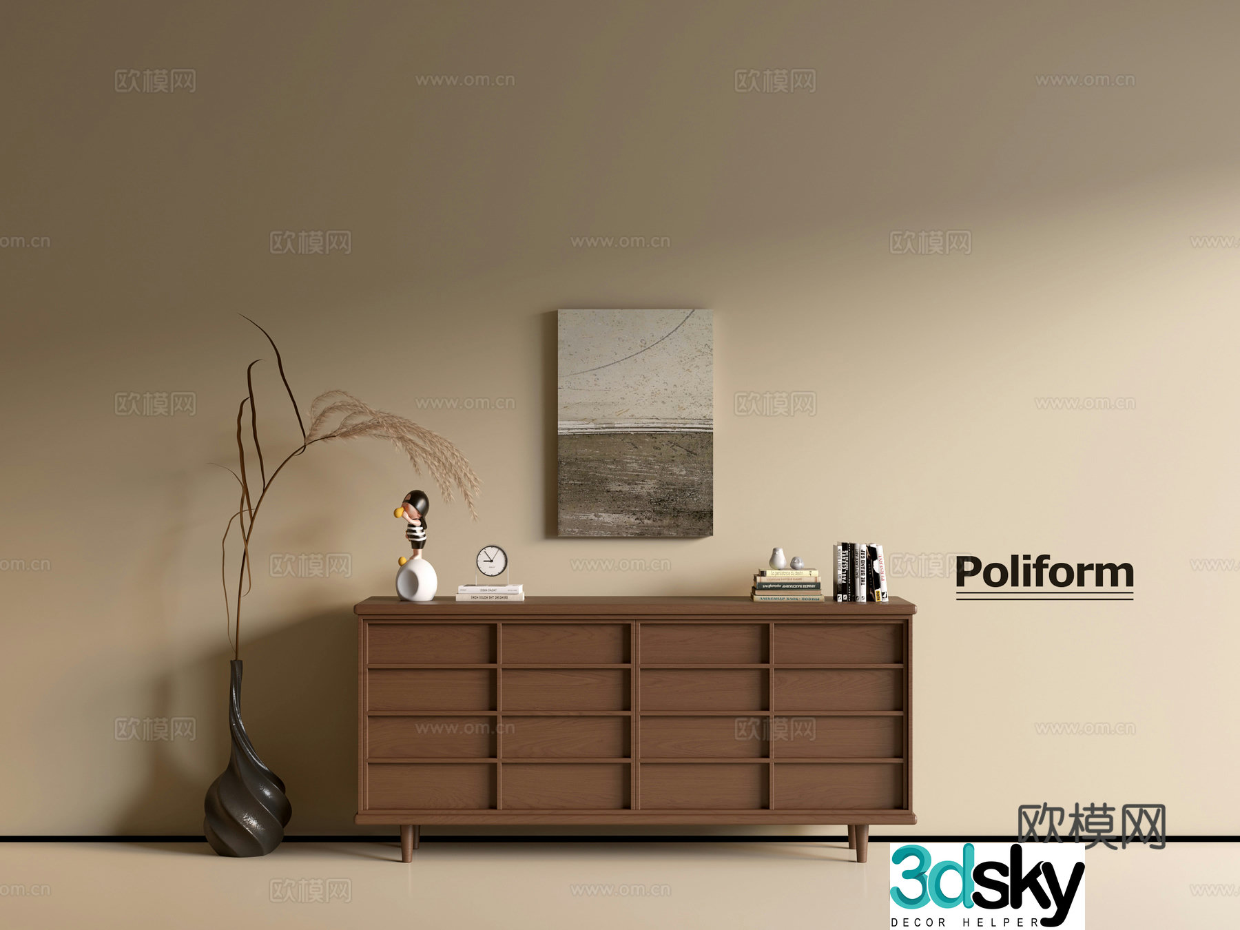 Modern wood grain cabinet ins wind minimalist wind cabinet whole cabinet sideboard balcony cabinet storage 3D model