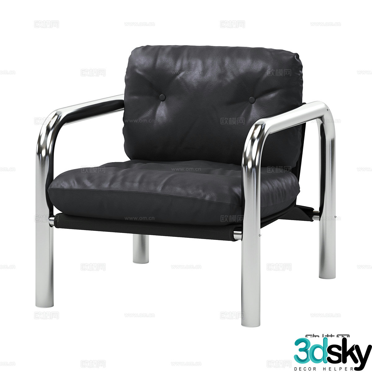 Modern Italian minimalist leather armchair 3d model