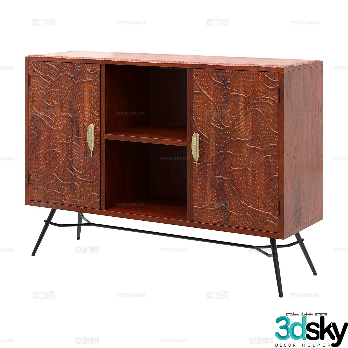 New Chinese style light luxury solid wood sideboard 3D model