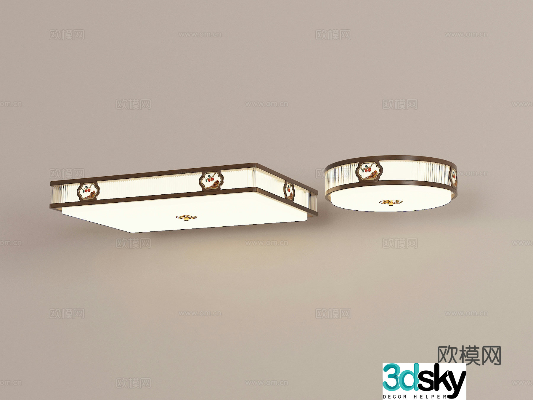 New Chinese ceiling light combination 3D model