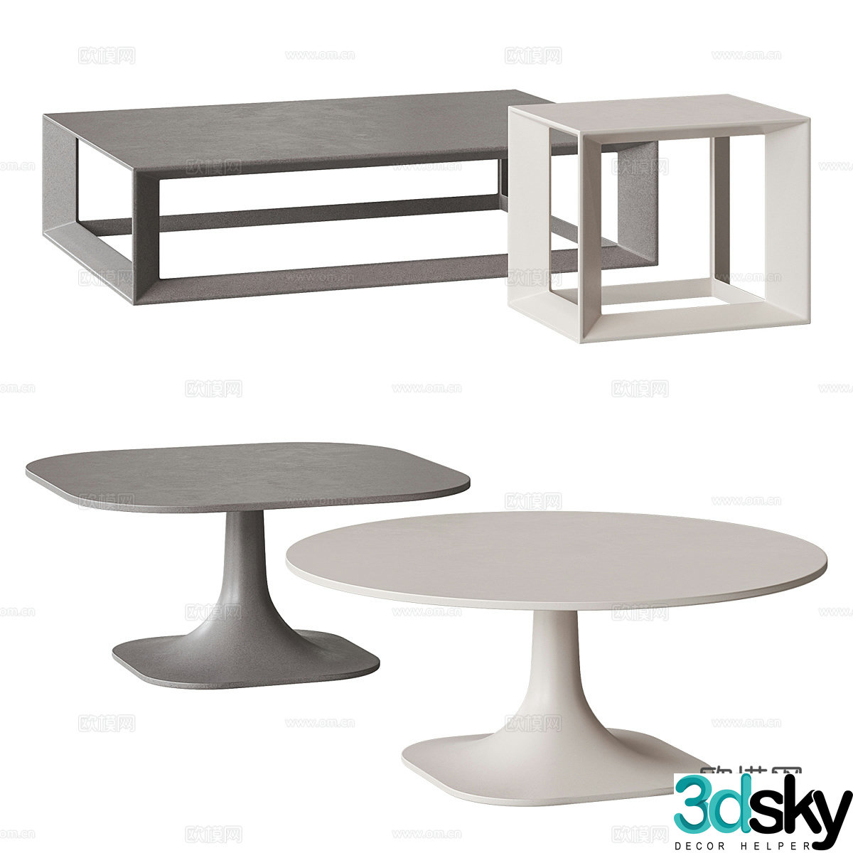 Modern Italian minimalist coffee table combination 3D model