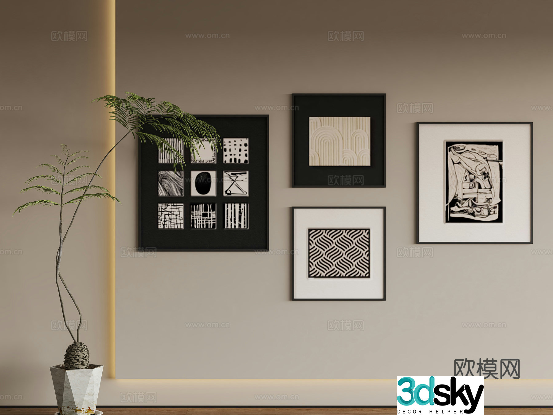Modern simple hanging painting 3d model