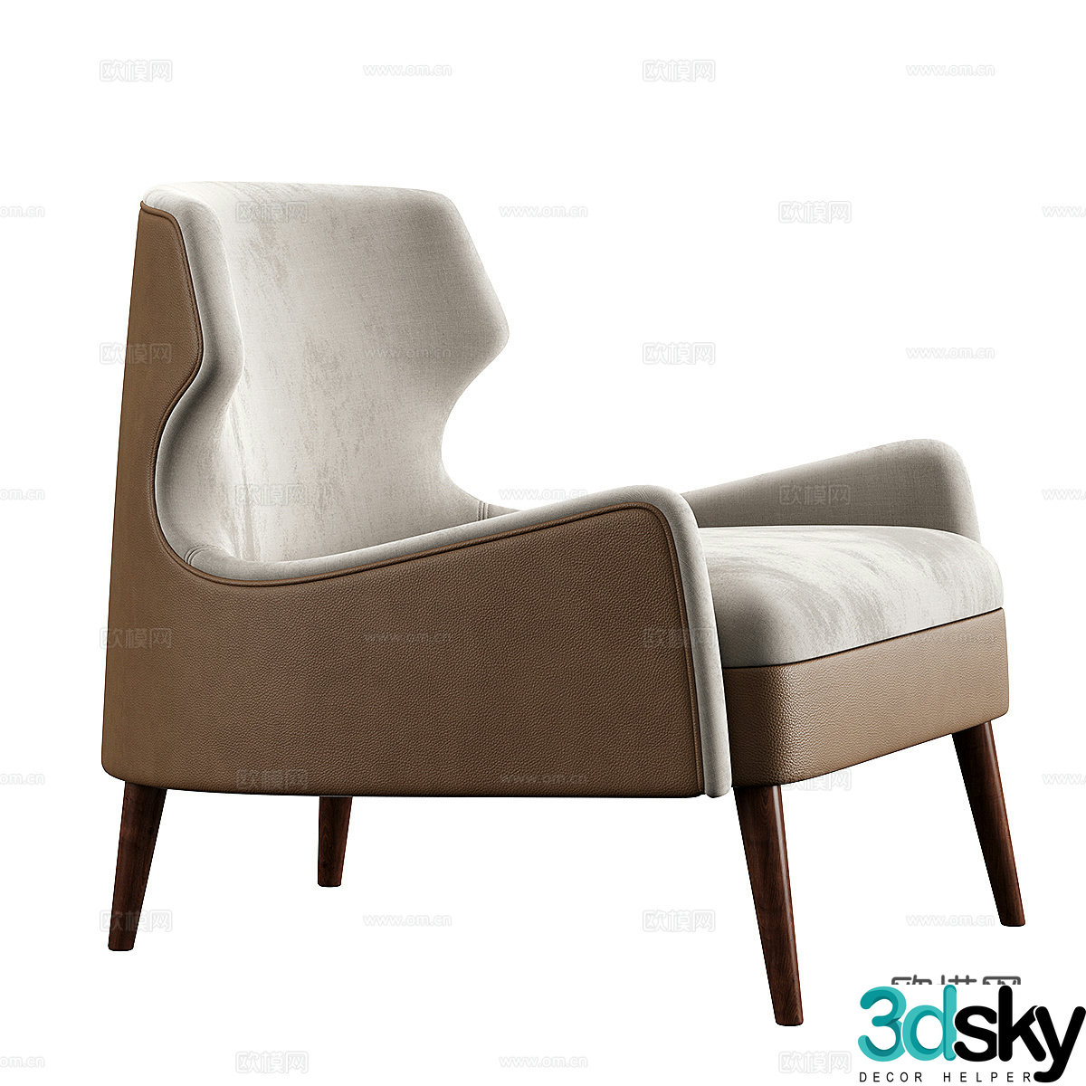 Modern Italian fabric leather armchair 3d model