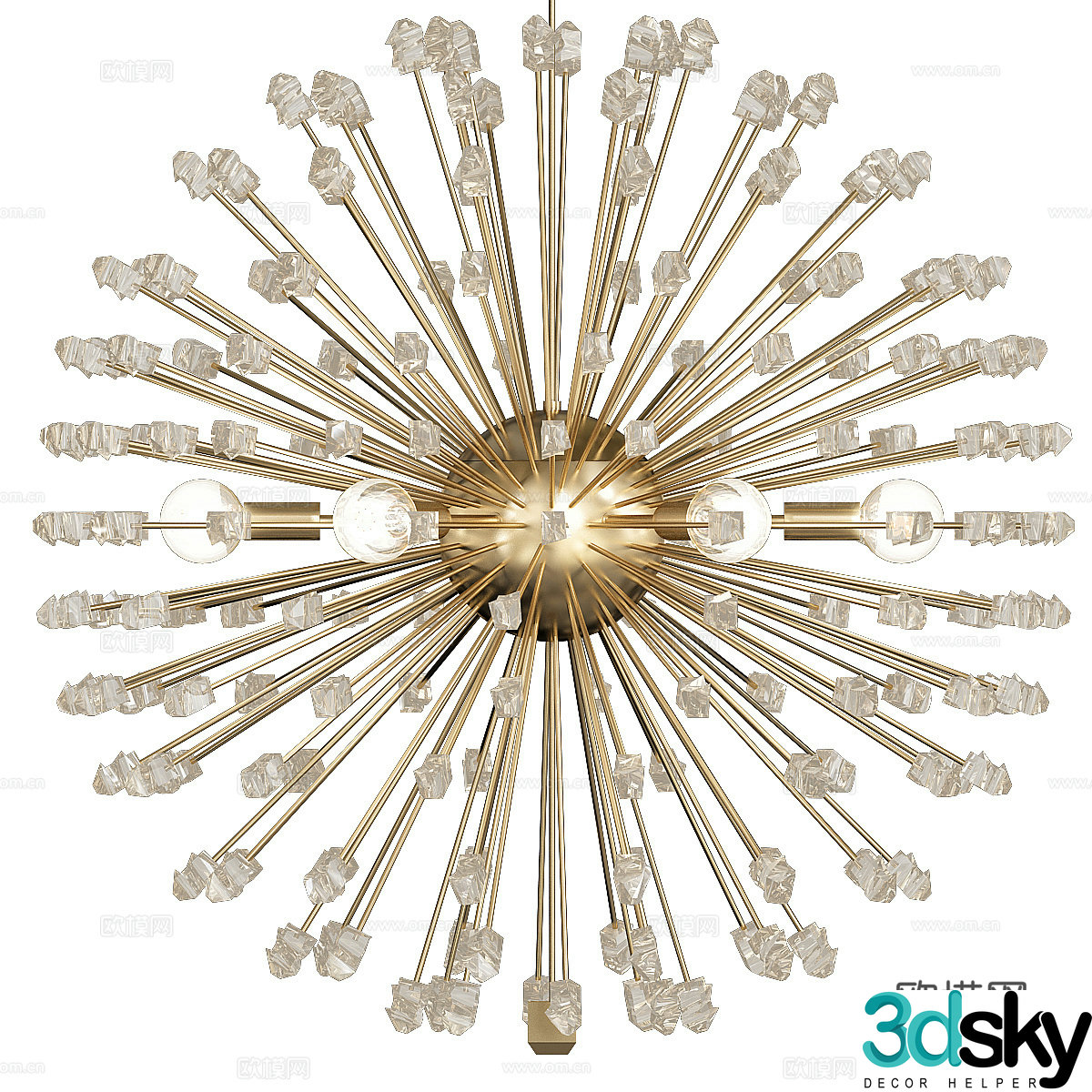 Modern light luxury spherical decorative chandelier 3d model