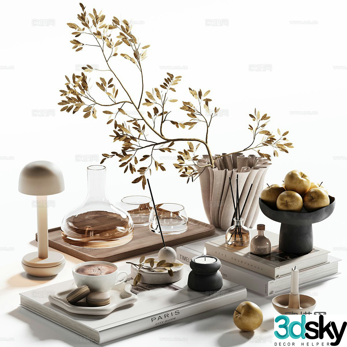 Modern decorative ornament combination 3d model