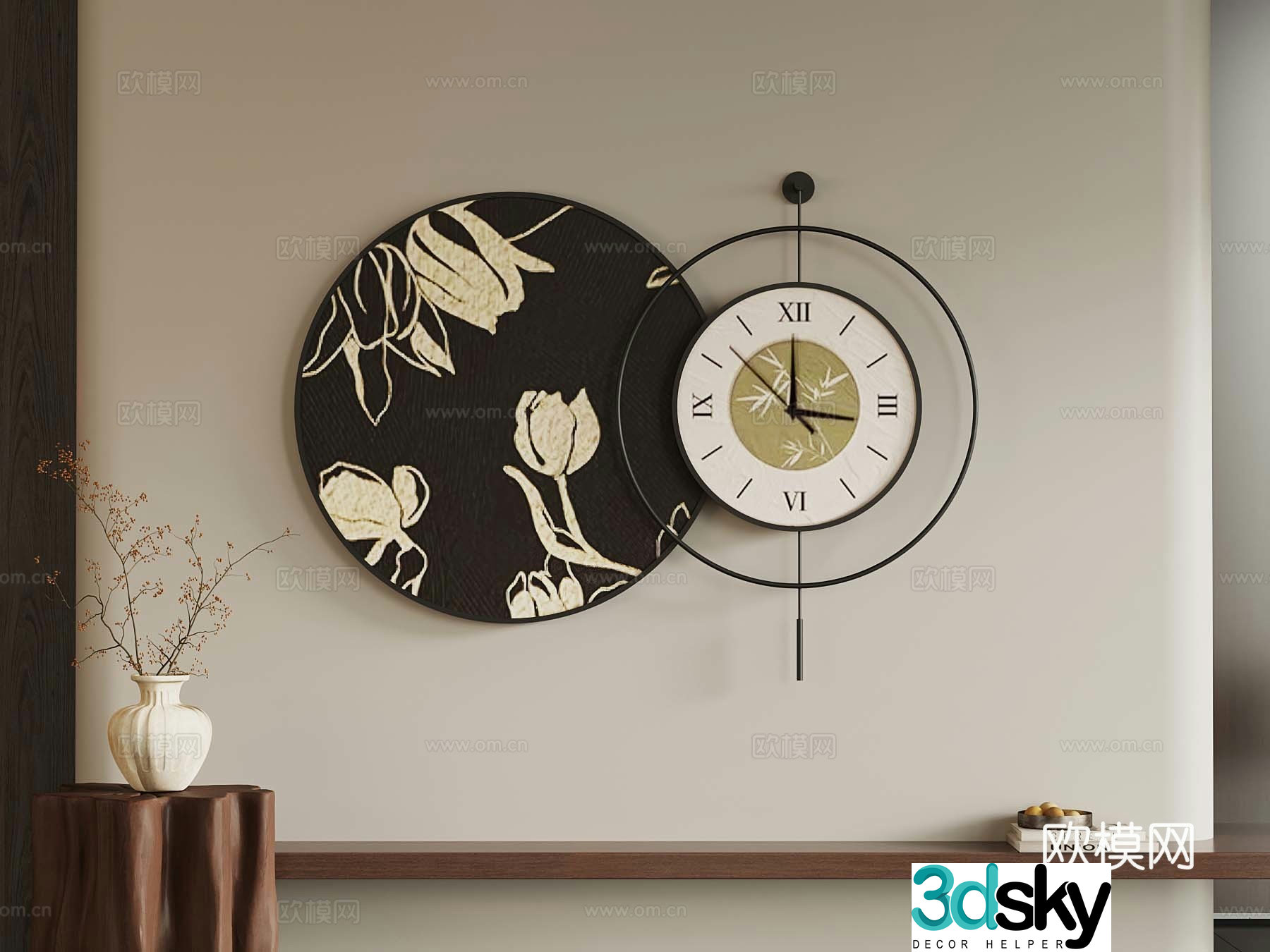 French medieval wall clock 3D model