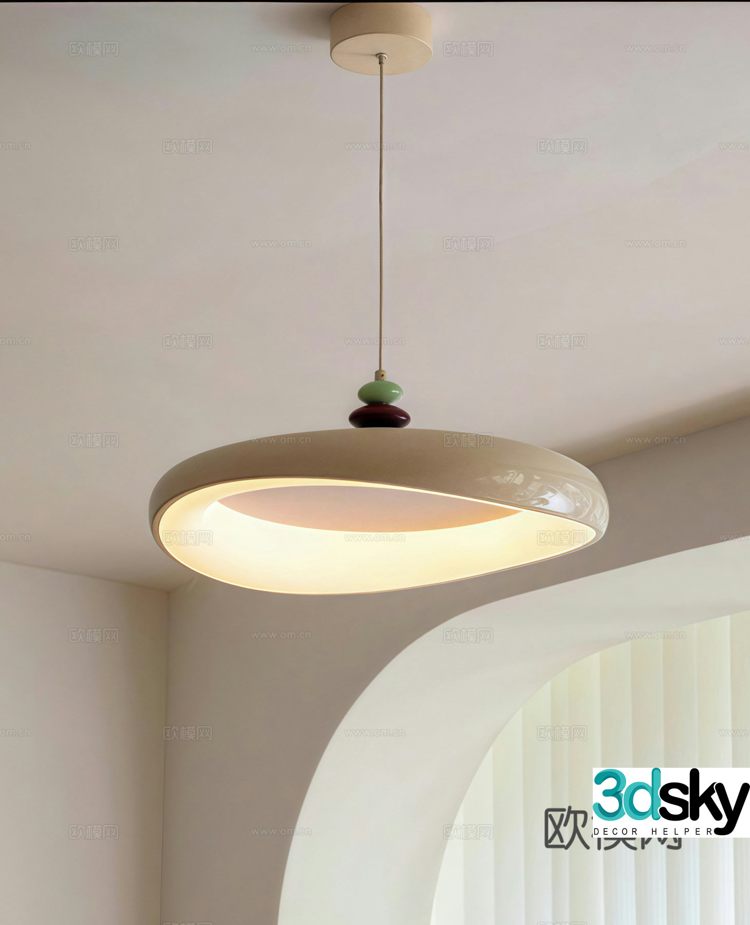 Creamy chandelier Decorative lamp 3d model