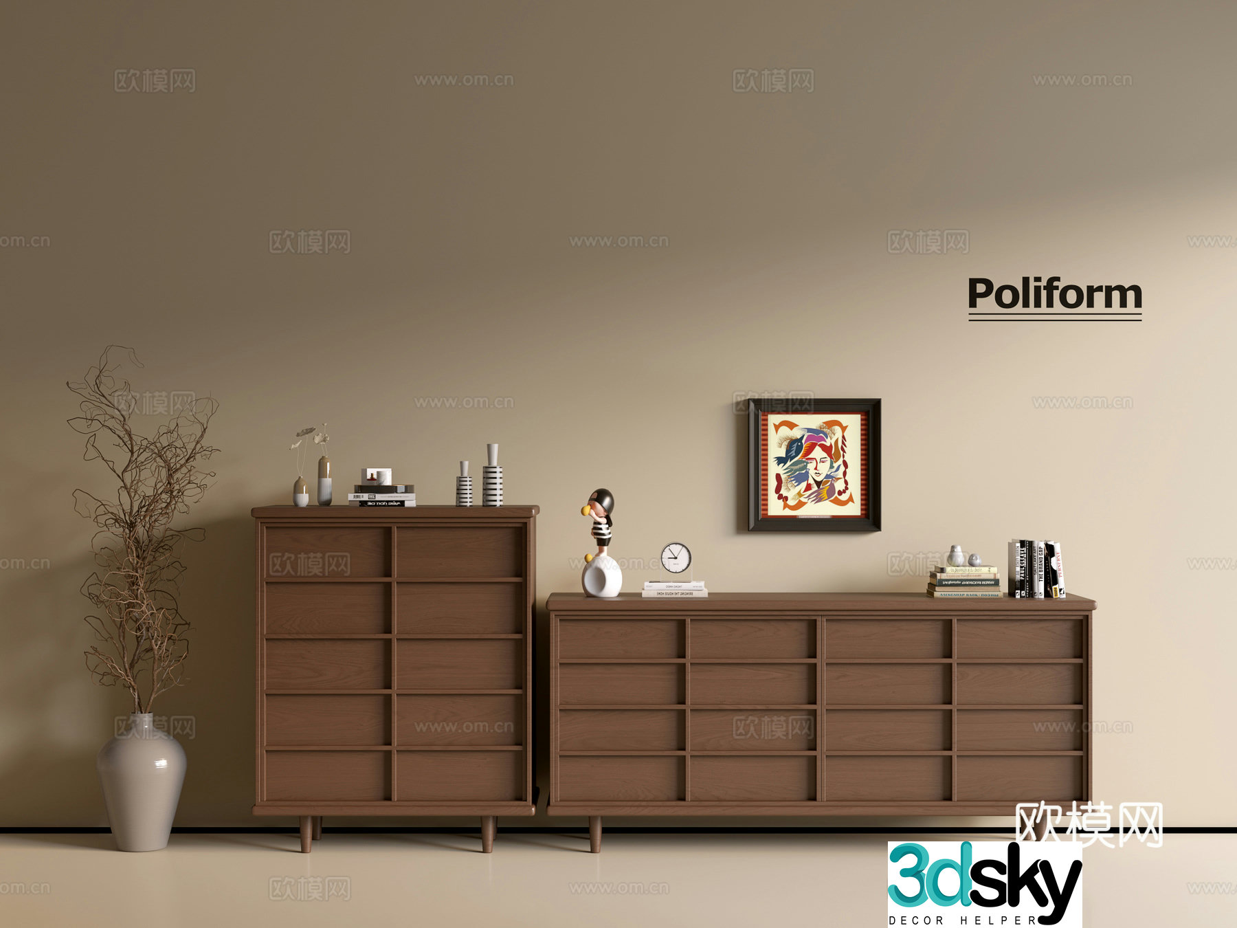 Modern wood grain cabinet ins wind minimalist wind cabinet whole cabinet sideboard balcony cabinet storage 3D model