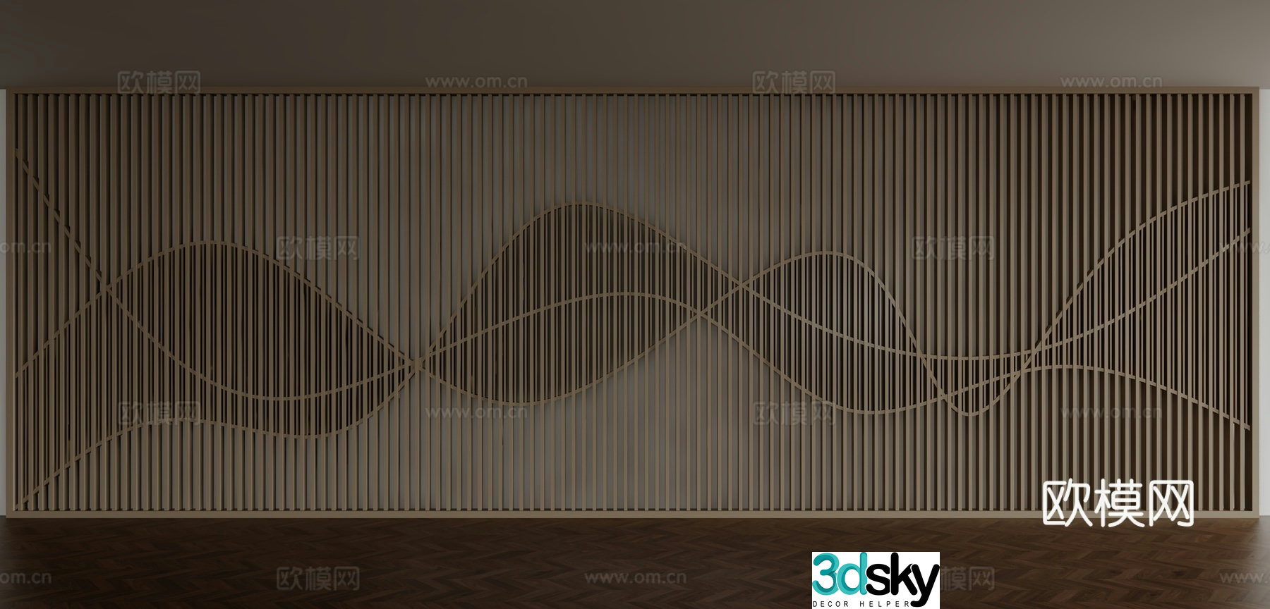 Modern model grille background wall 3d model