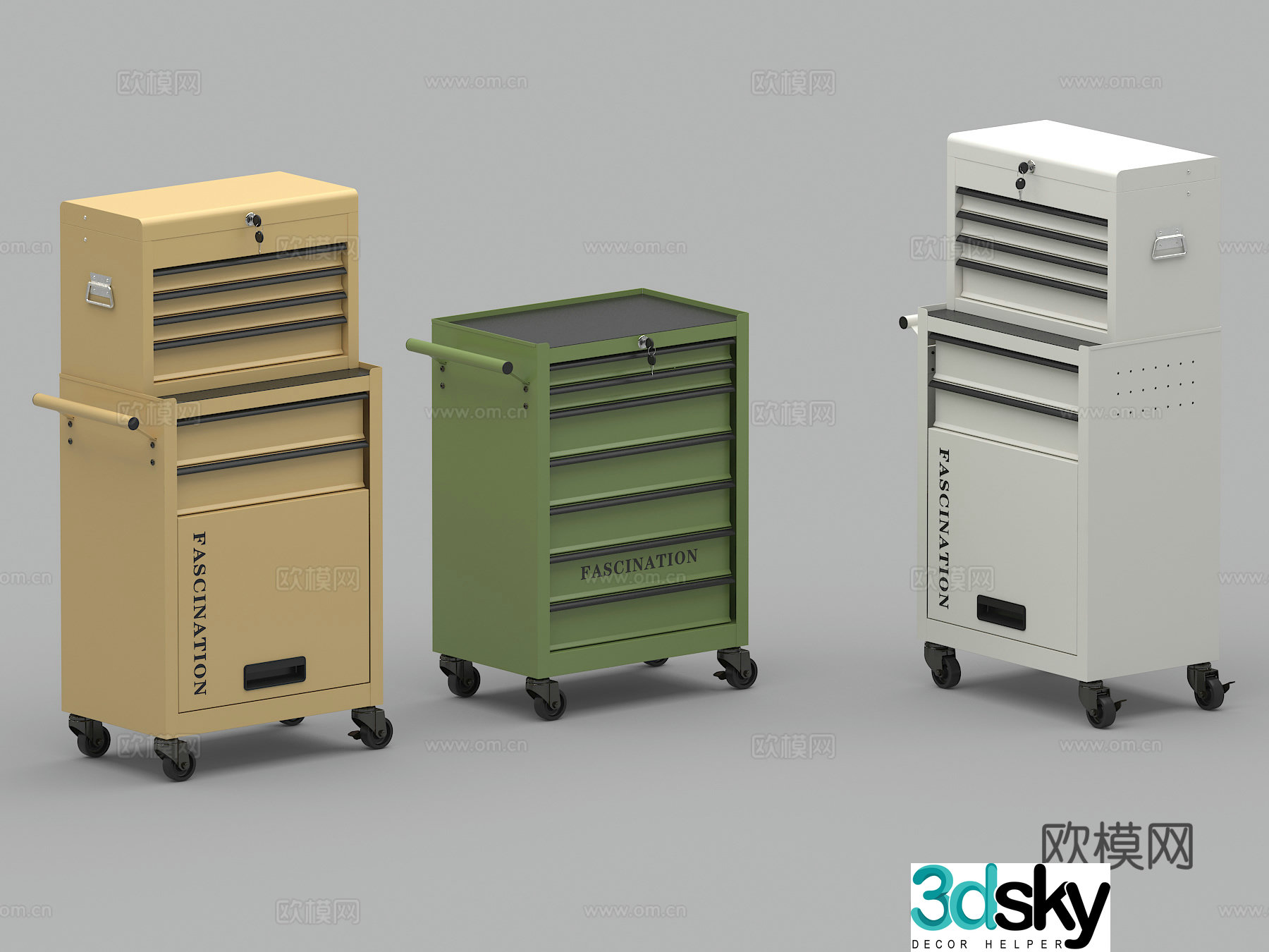 Cart Storage Cart Tool Cabinet Trolley Cafe Painting Material Multifunctional Mobile Storage Rack 3D Model