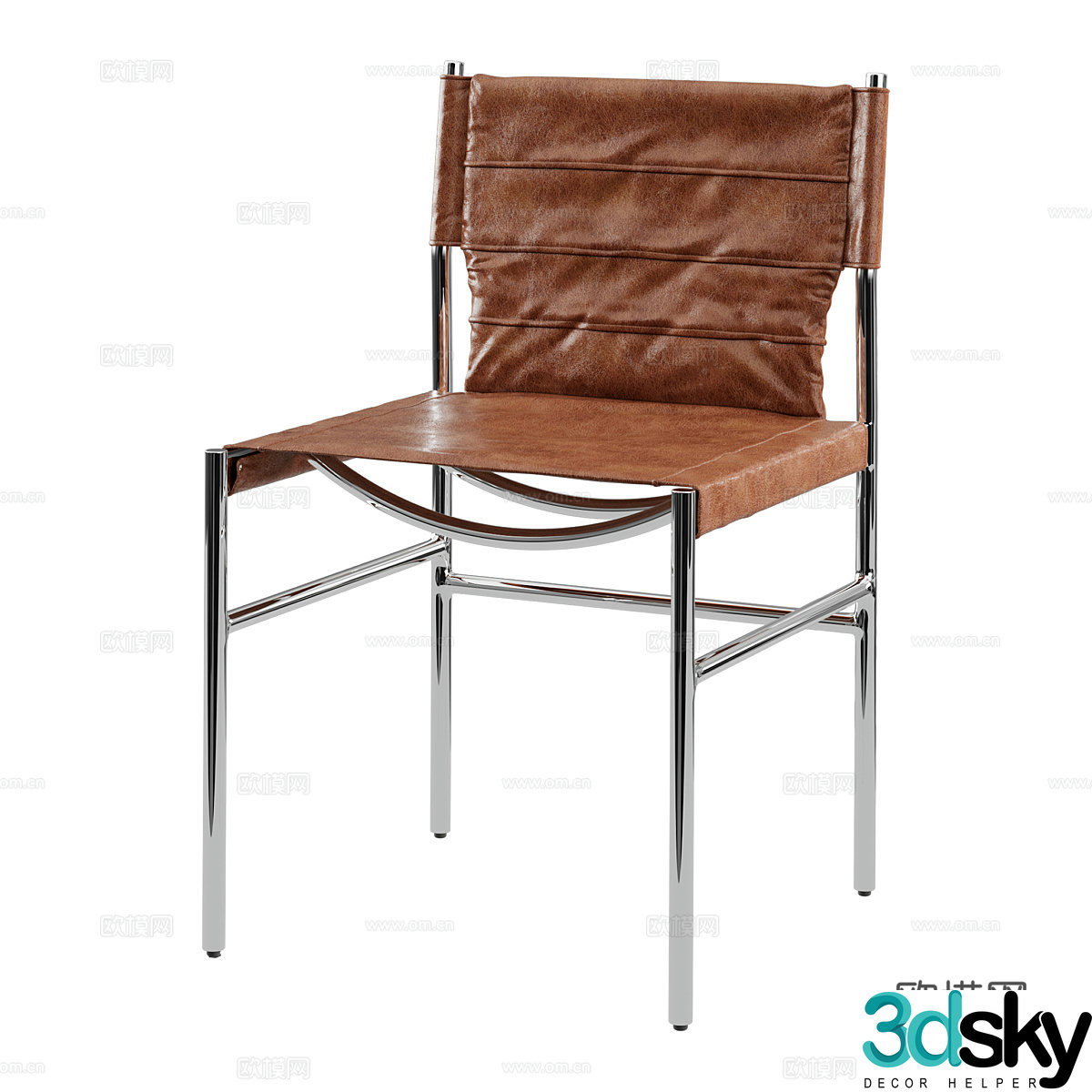 Modern simple single sofa single sofa simple sofa brown leather sofa 3d model